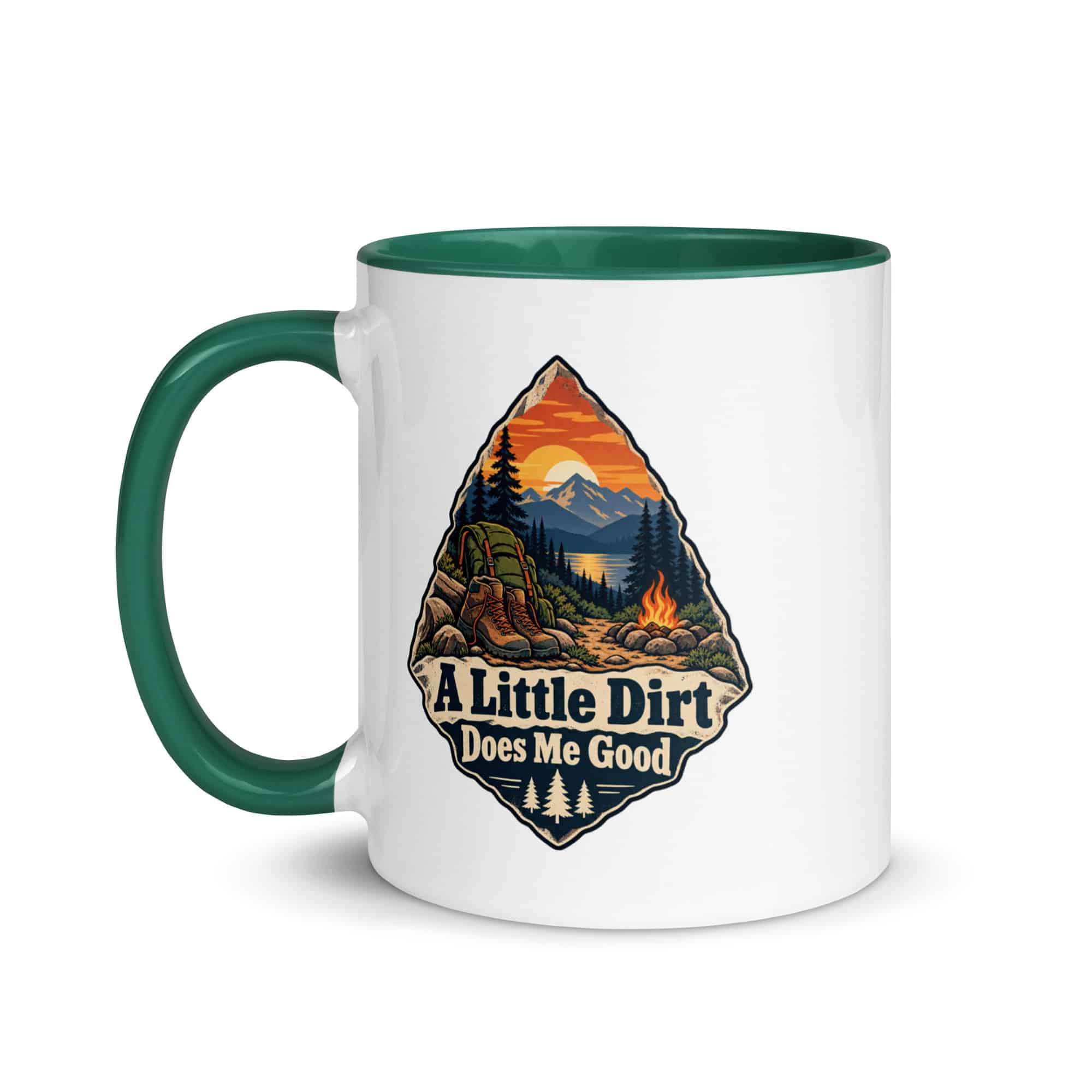 Nature and Adventure Color Inside Coffee Mug: A Little Dirt Does Me Good, Scenic Shield Badge