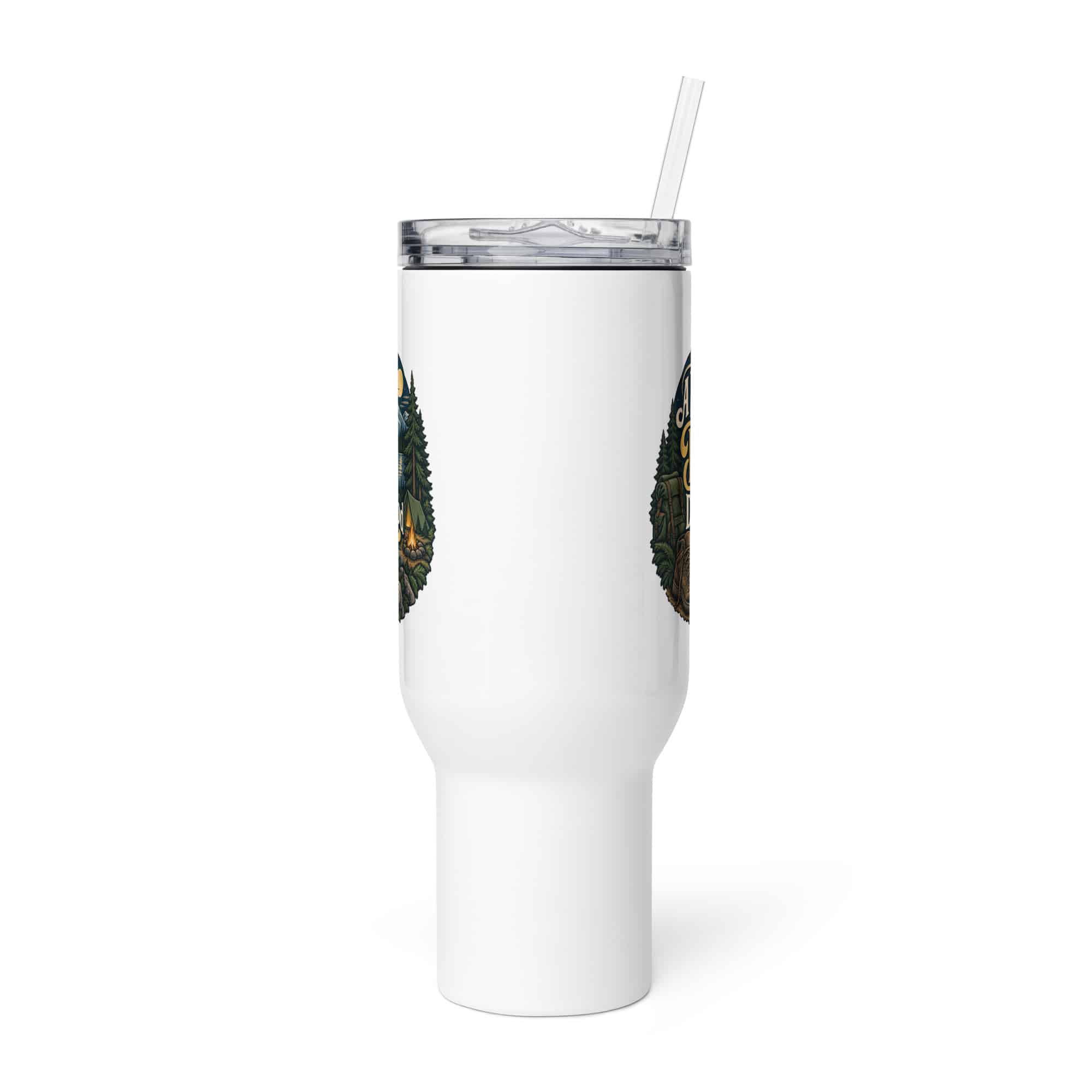 Nature and Adventure Travel Mug: A Little Dirt Does Me Good, Woodland Scenic Lettering