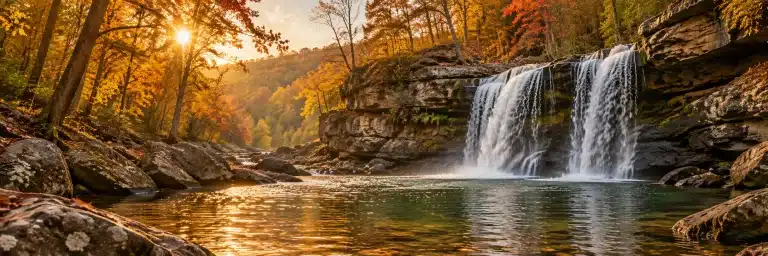 Autumn waterfall and creek in the Kentucky woods