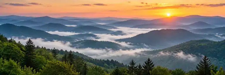 Morning fog in the valleys of the Great Smoky Mountains