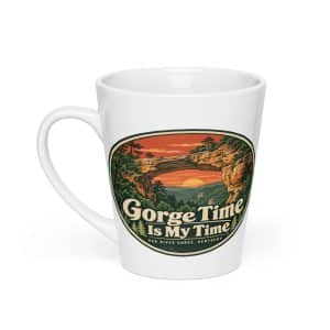 Red River Gorge Latte Mug: Gorge Time Is My Time, Vintage Round Badge - 12 oz - Main