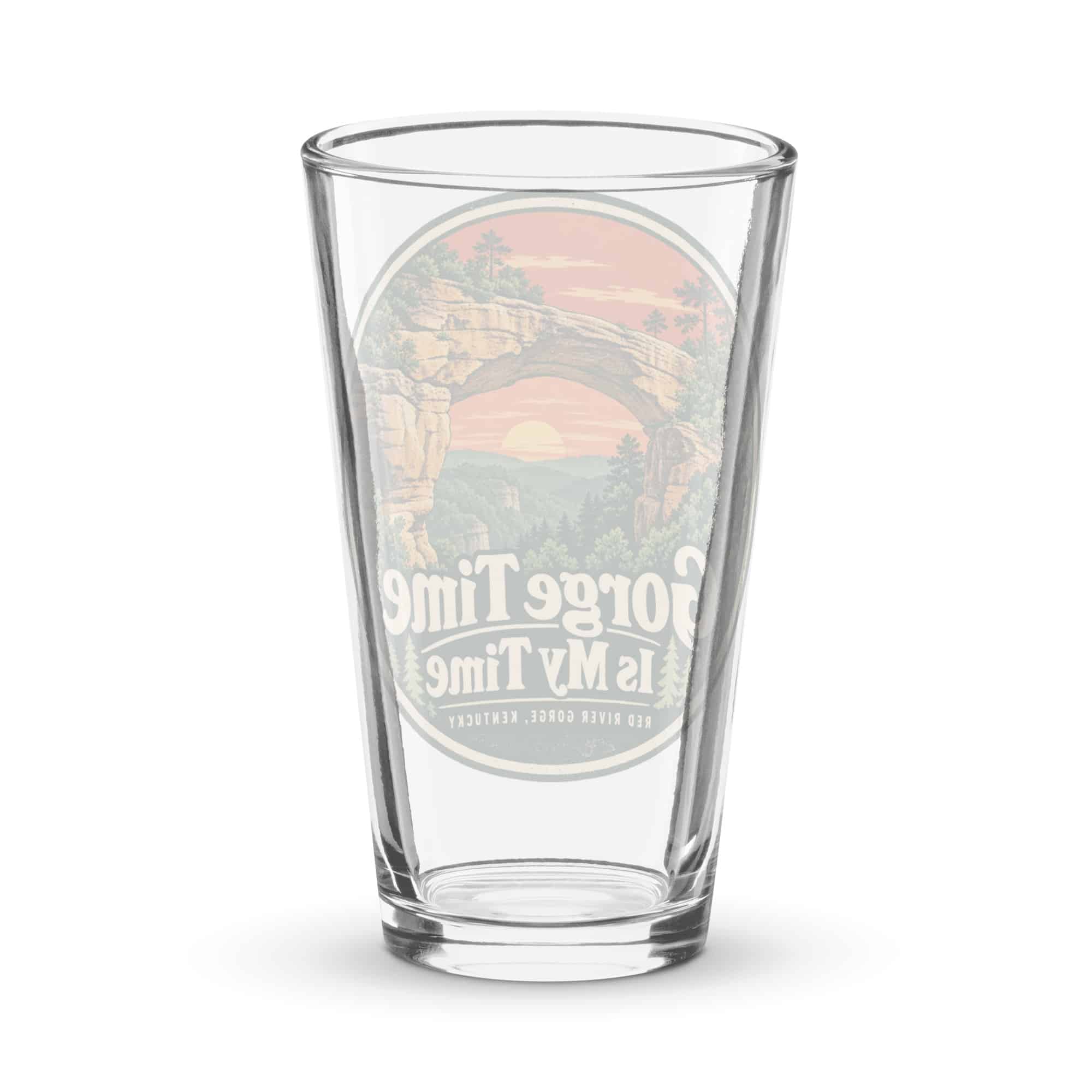 Red River Gorge Pint Glass: Gorge Time Is My Time, Vintage Round Badge