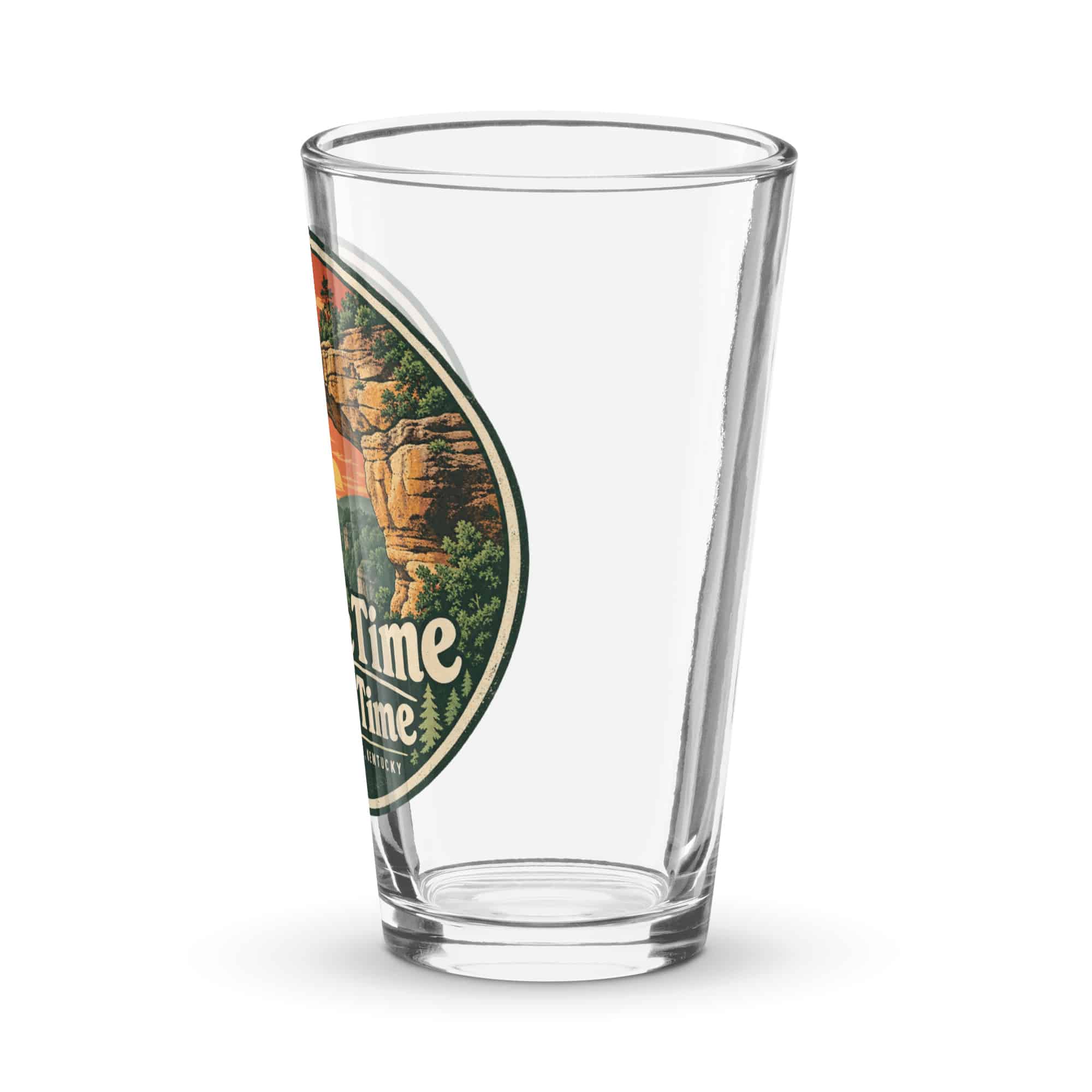 Red River Gorge Pint Glass: Gorge Time Is My Time, Vintage Round Badge