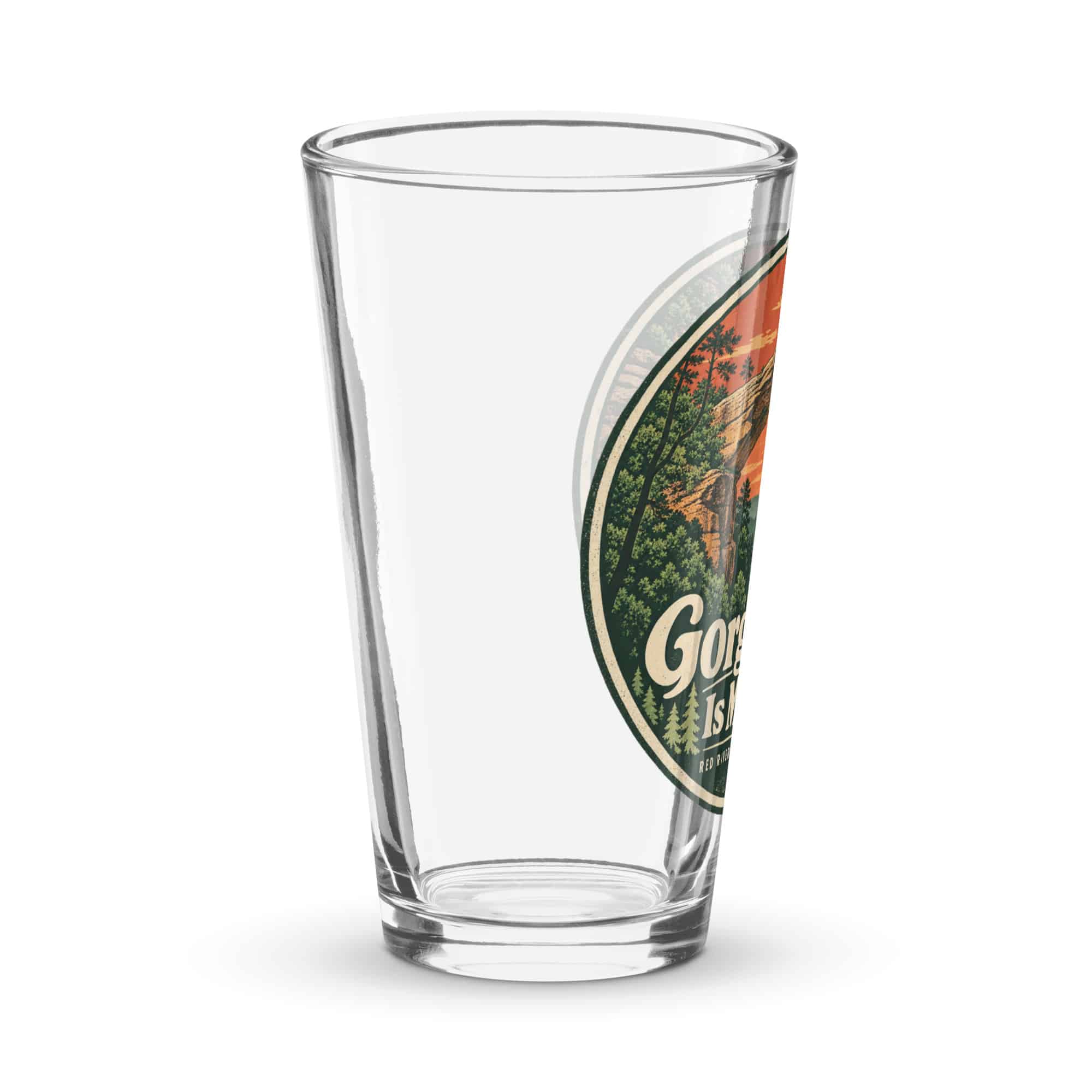 Red River Gorge Pint Glass: Gorge Time Is My Time, Vintage Round Badge