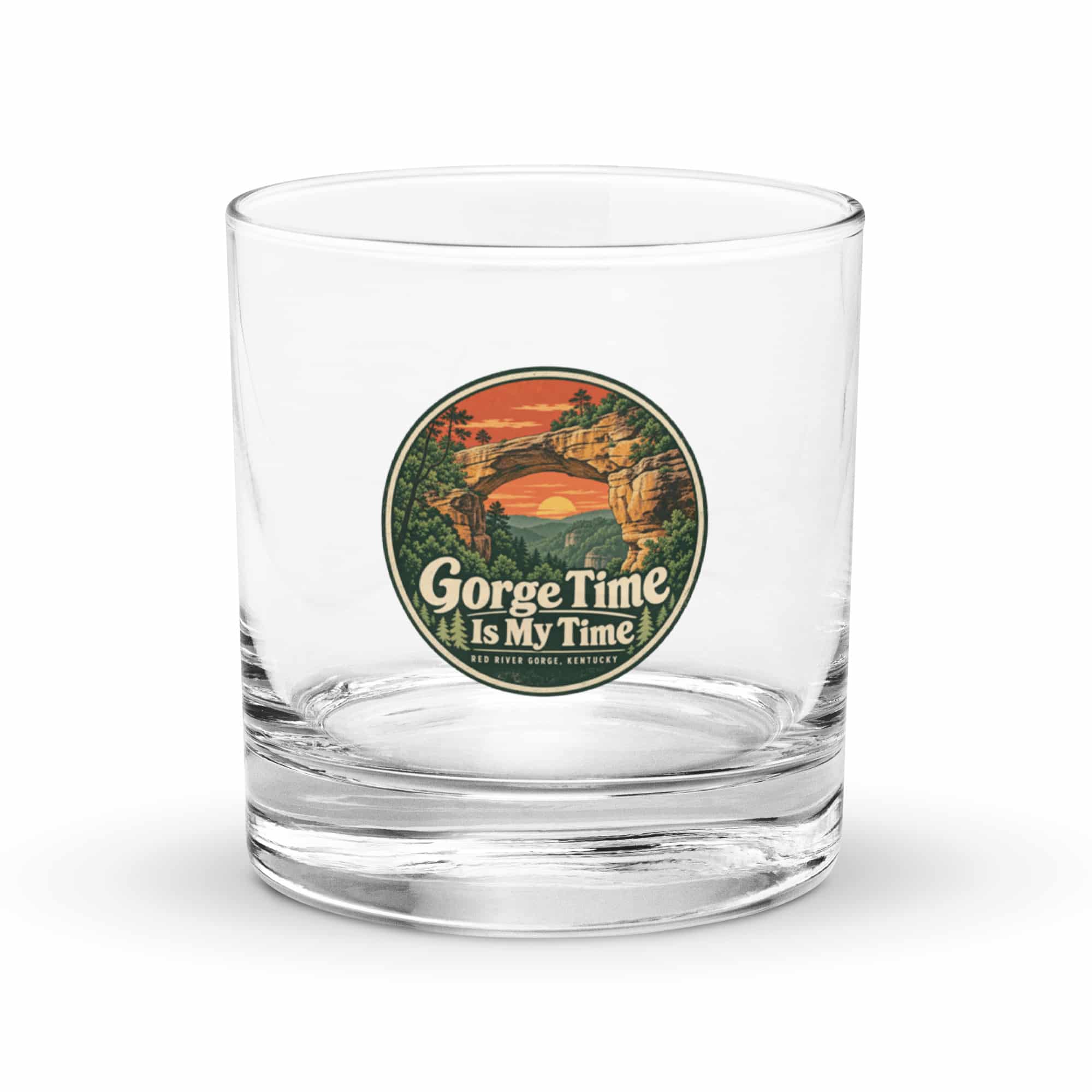 Red River Gorge Rocks Glass: Gorge Time Is My Time, Vintage Round Badge