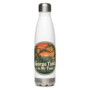 Red River Gorge Stainless Steel Water Bottle: Gorge Time Is My Time, Vintage Round Badge - 17 oz - Main