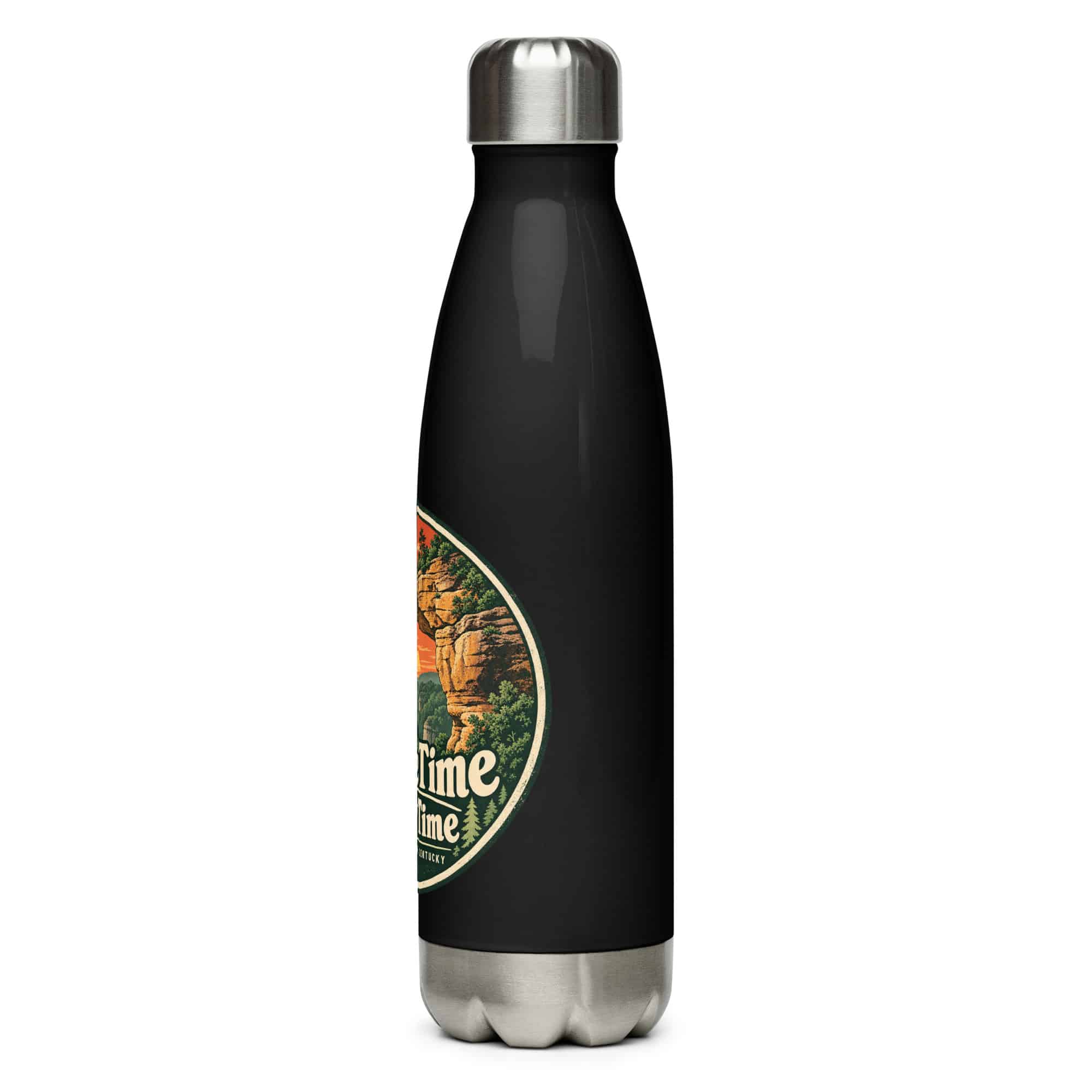 Red River Gorge Stainless Steel Water Bottle: Gorge Time Is My Time, Vintage Round Badge