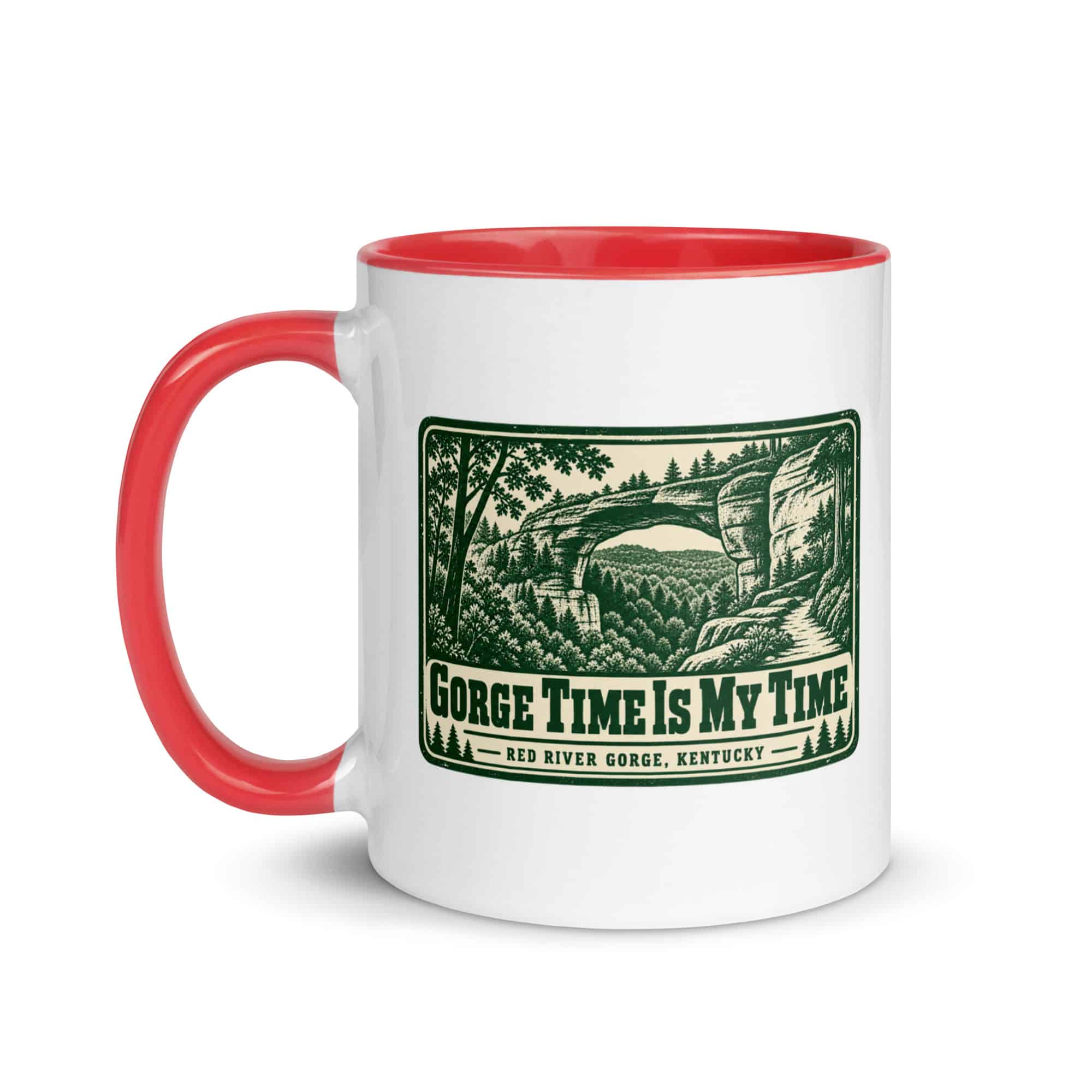 Red River Gorge Color Inside Coffee Mug: Gorge Time Is My Time, Forest Ink Stamp