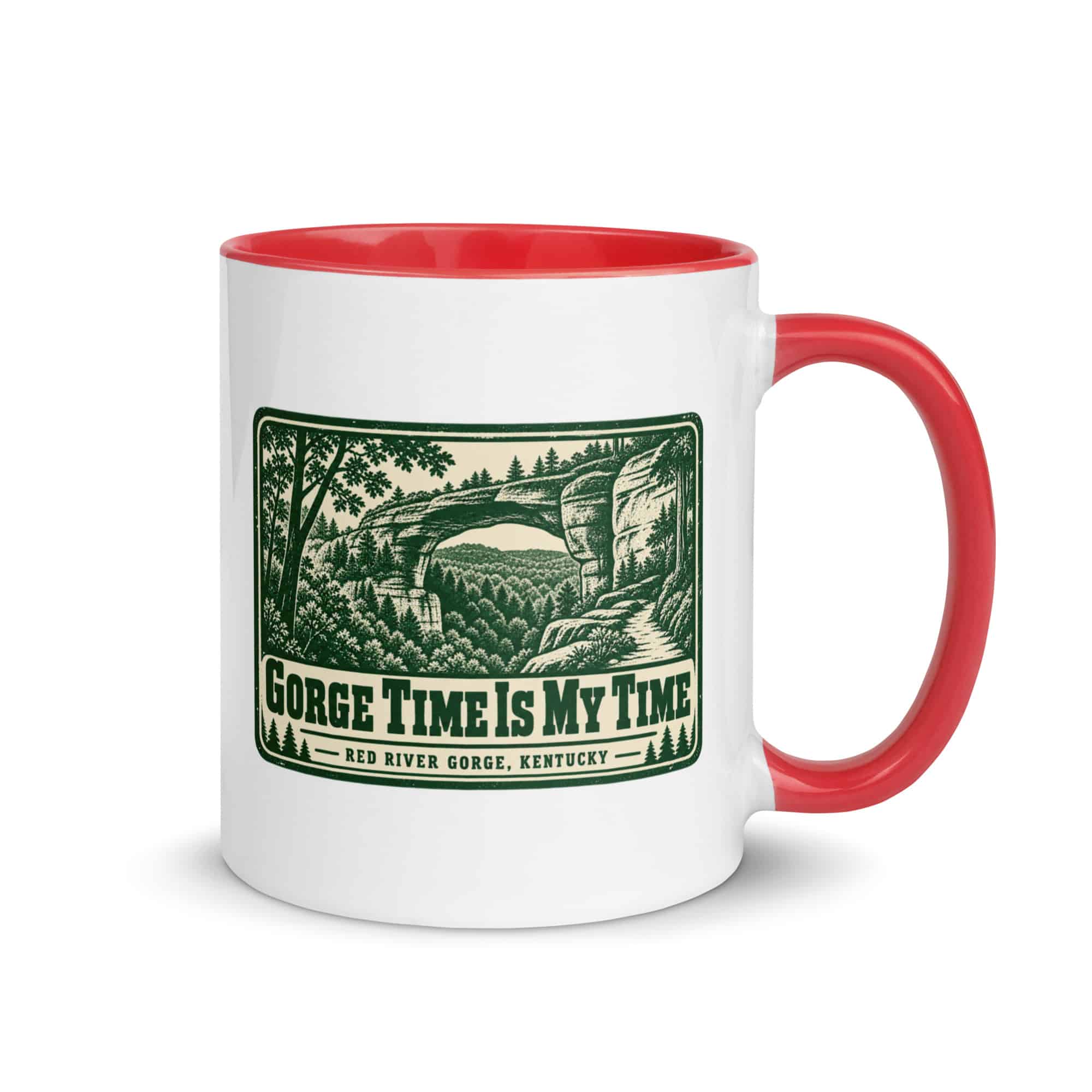 Red River Gorge Color Inside Coffee Mug: Gorge Time Is My Time, Forest Ink Stamp