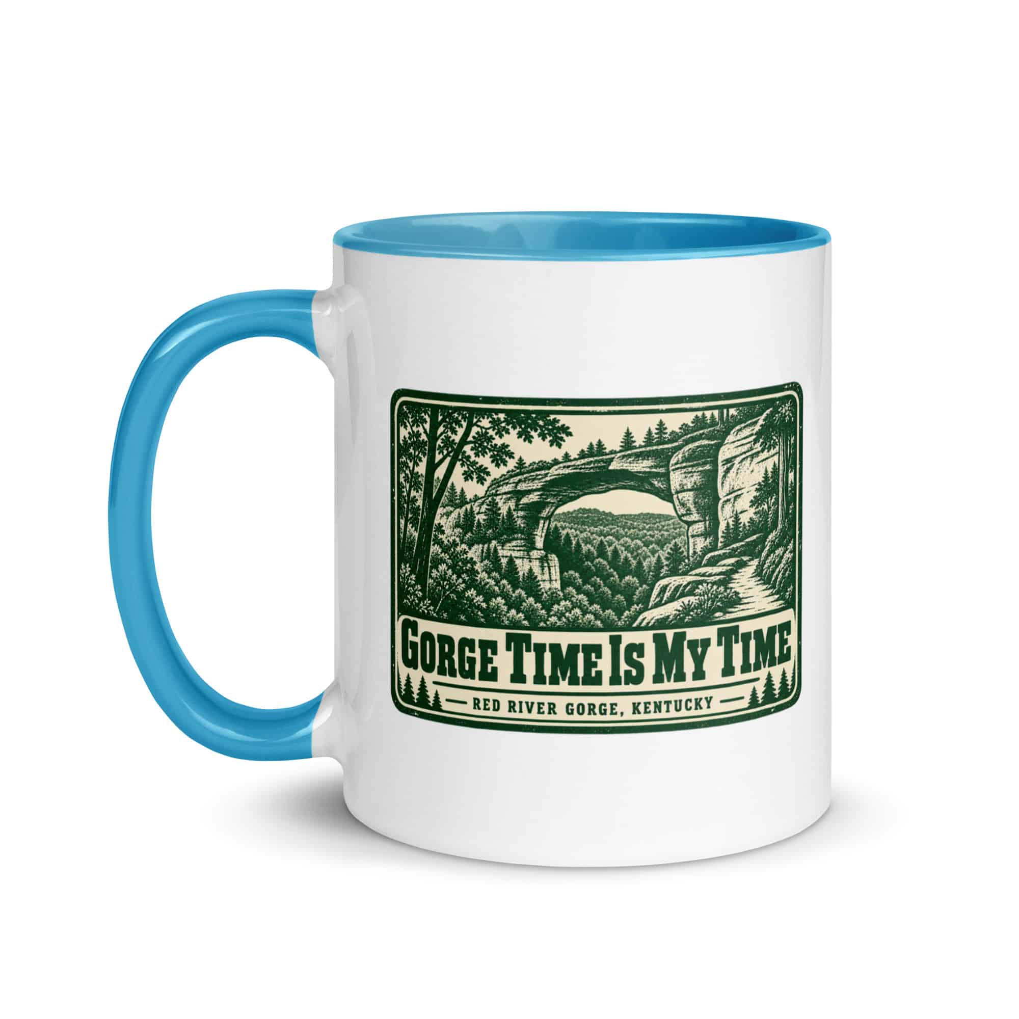 Red River Gorge Color Inside Coffee Mug: Gorge Time Is My Time, Forest Ink Stamp