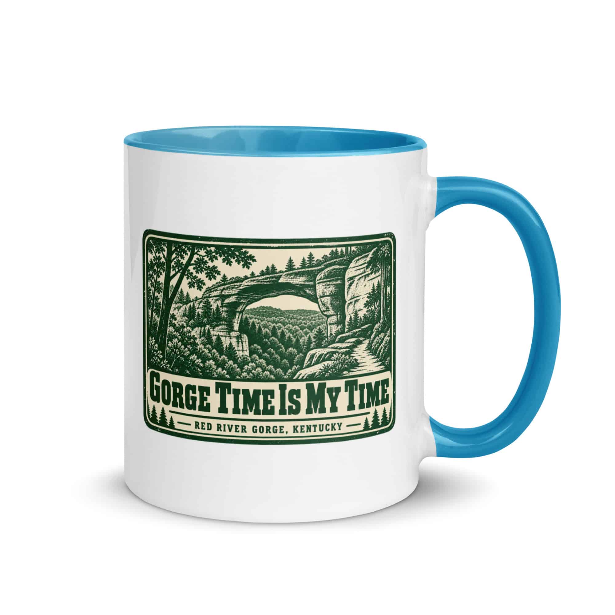 Red River Gorge Color Inside Coffee Mug: Gorge Time Is My Time, Forest Ink Stamp