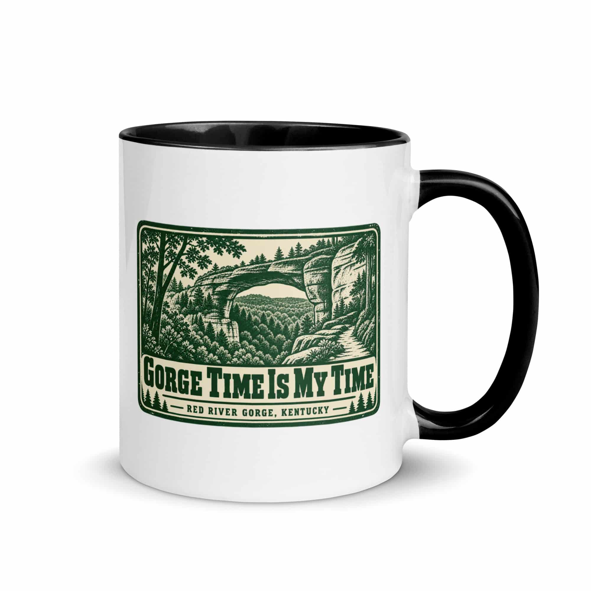 Red River Gorge Color Inside Coffee Mug: Gorge Time Is My Time, Forest Ink Stamp
