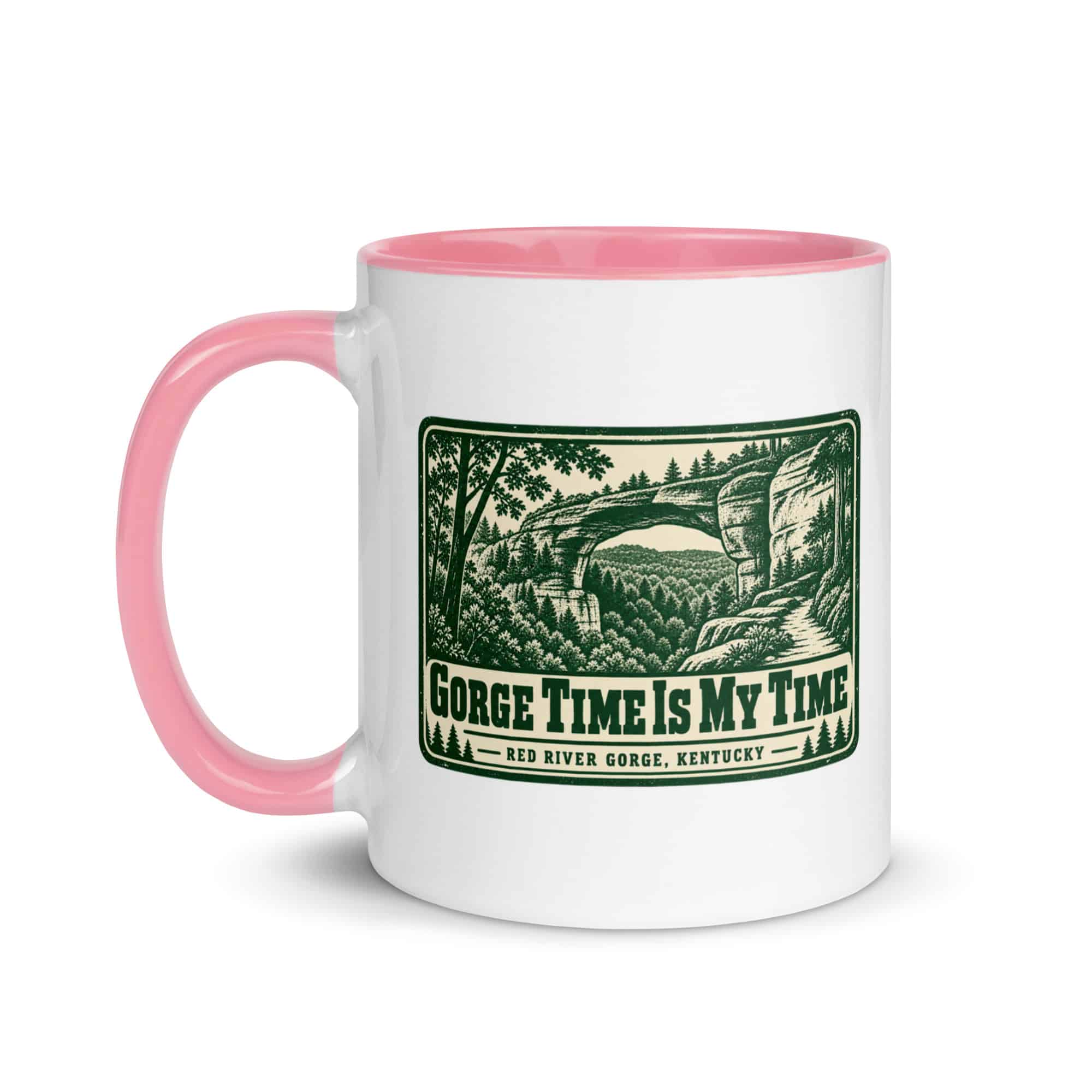 Red River Gorge Color Inside Coffee Mug: Gorge Time Is My Time, Forest Ink Stamp