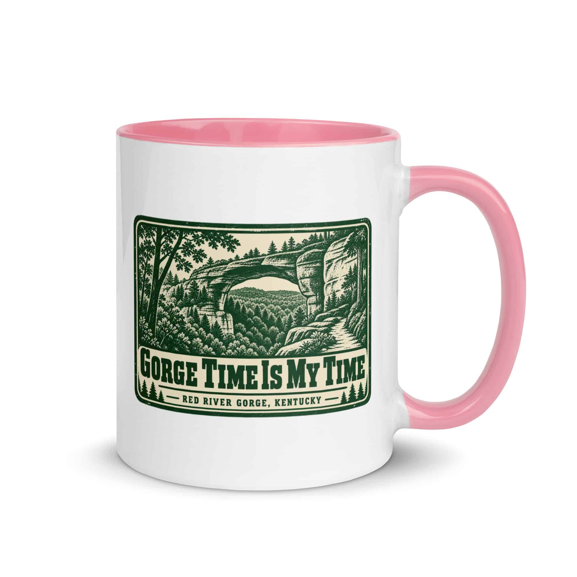 Red River Gorge Color Inside Coffee Mug: Gorge Time Is My Time, Forest Ink Stamp