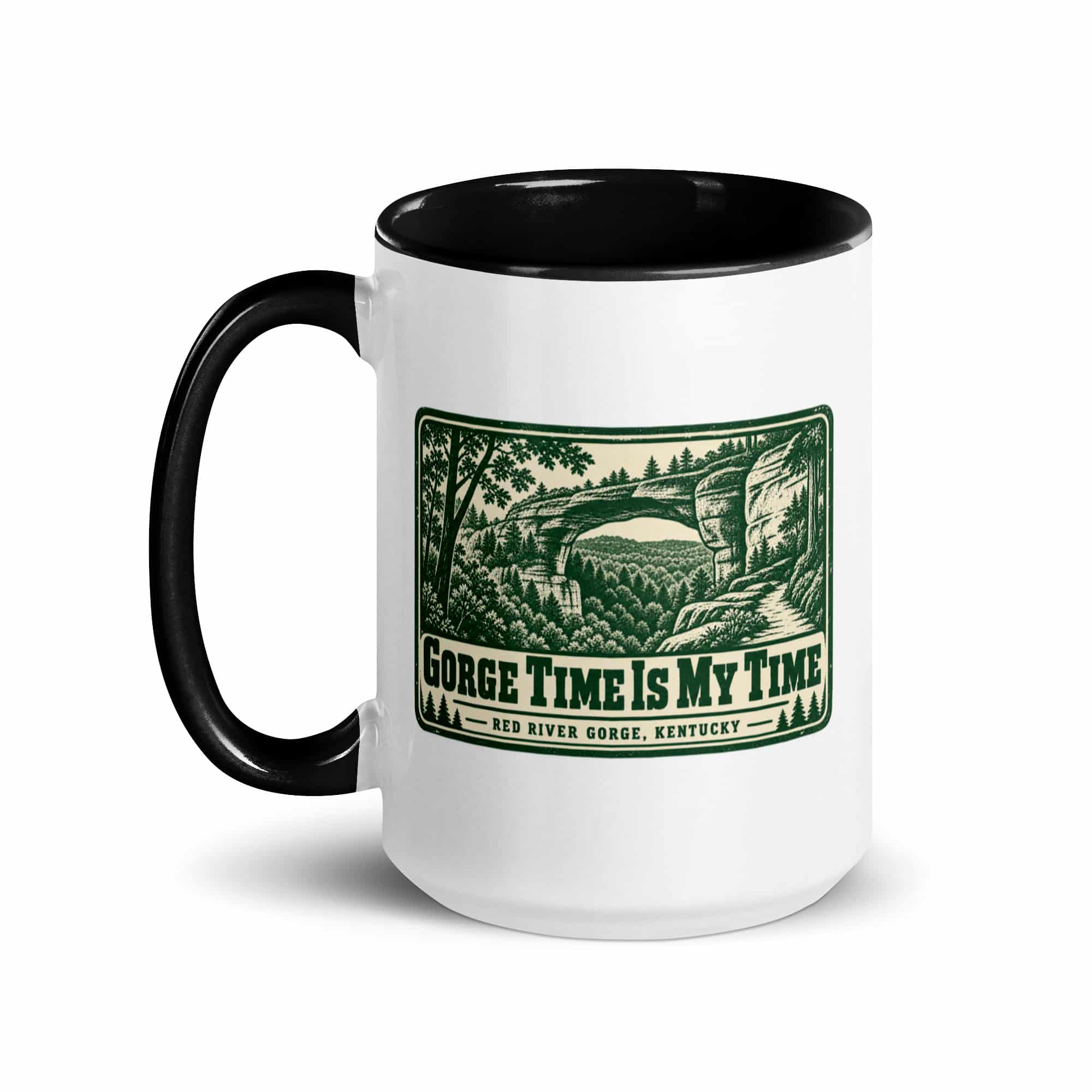 Red River Gorge Color Inside Coffee Mug: Gorge Time Is My Time, Forest Ink Stamp