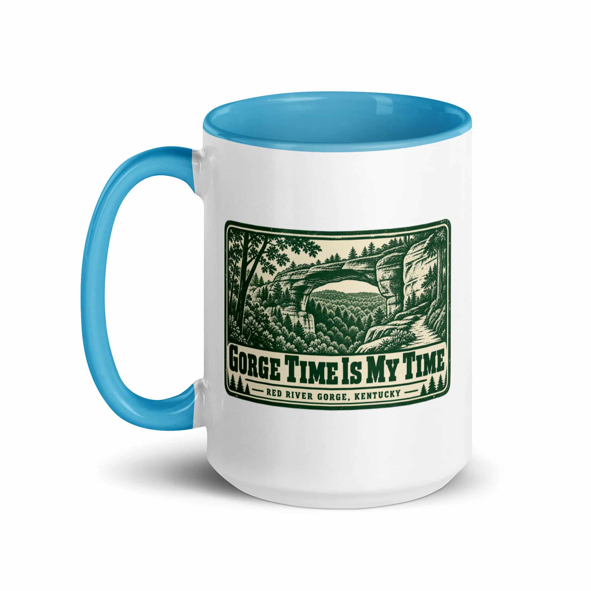 Red River Gorge Color Inside Coffee Mug: Gorge Time Is My Time, Forest Ink Stamp