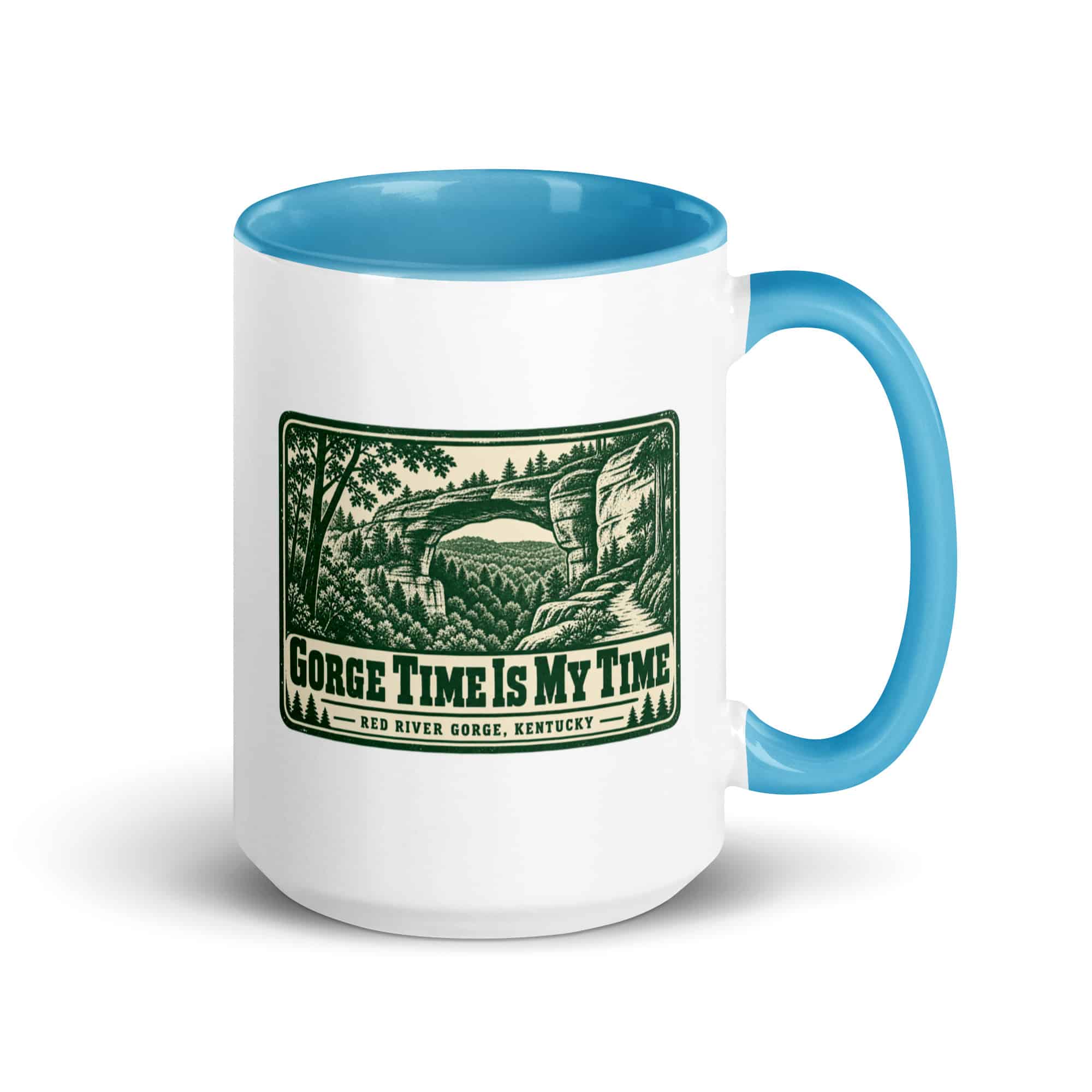 Red River Gorge Color Inside Coffee Mug: Gorge Time Is My Time, Forest Ink Stamp