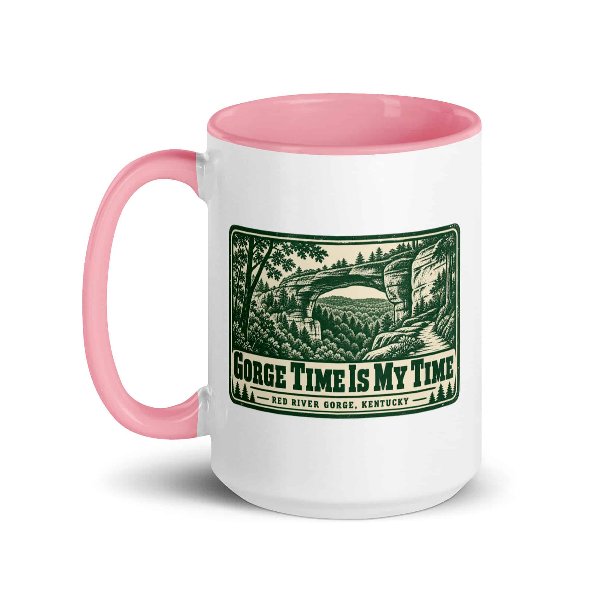 Red River Gorge Color Inside Coffee Mug: Gorge Time Is My Time, Forest Ink Stamp