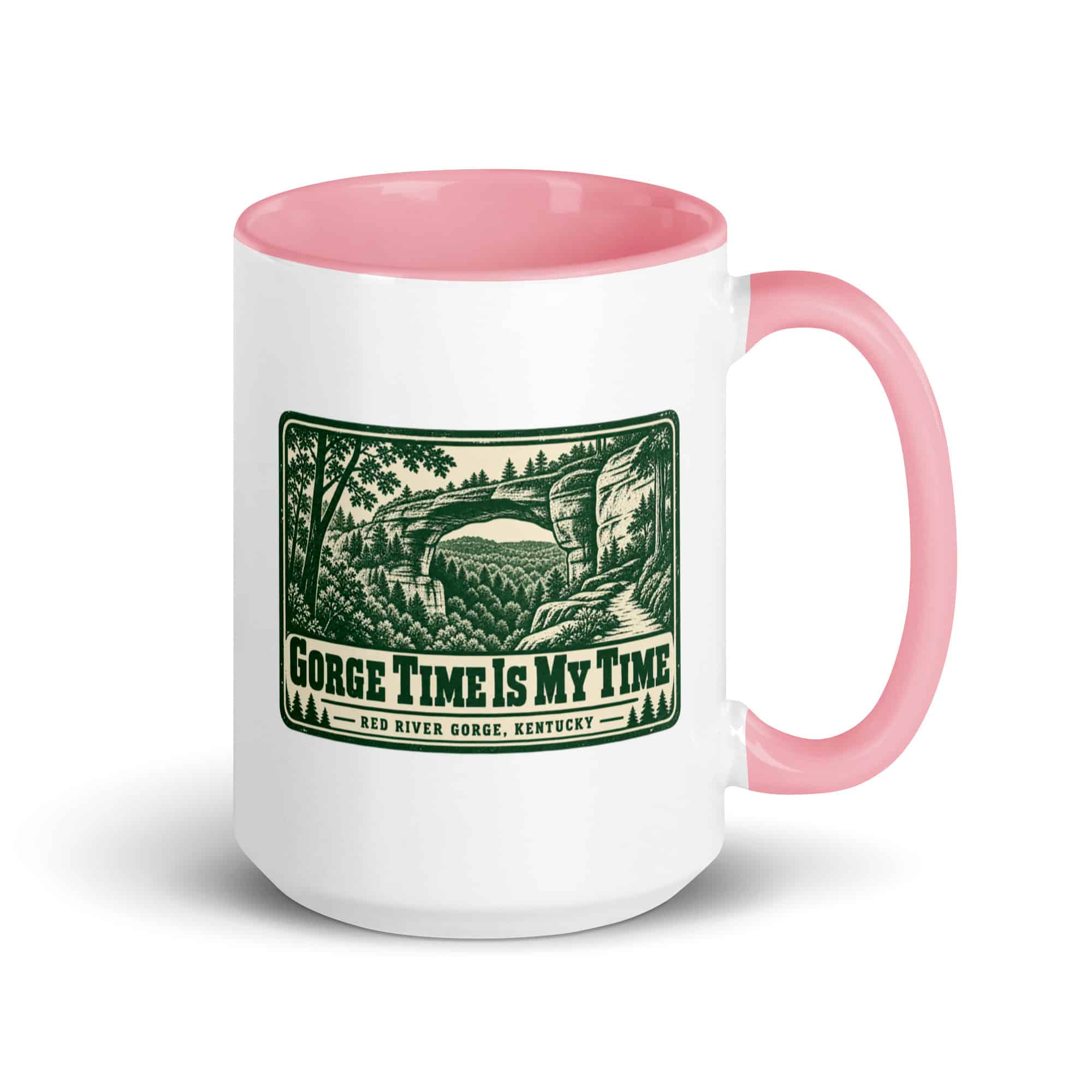 Red River Gorge Color Inside Coffee Mug: Gorge Time Is My Time, Forest Ink Stamp