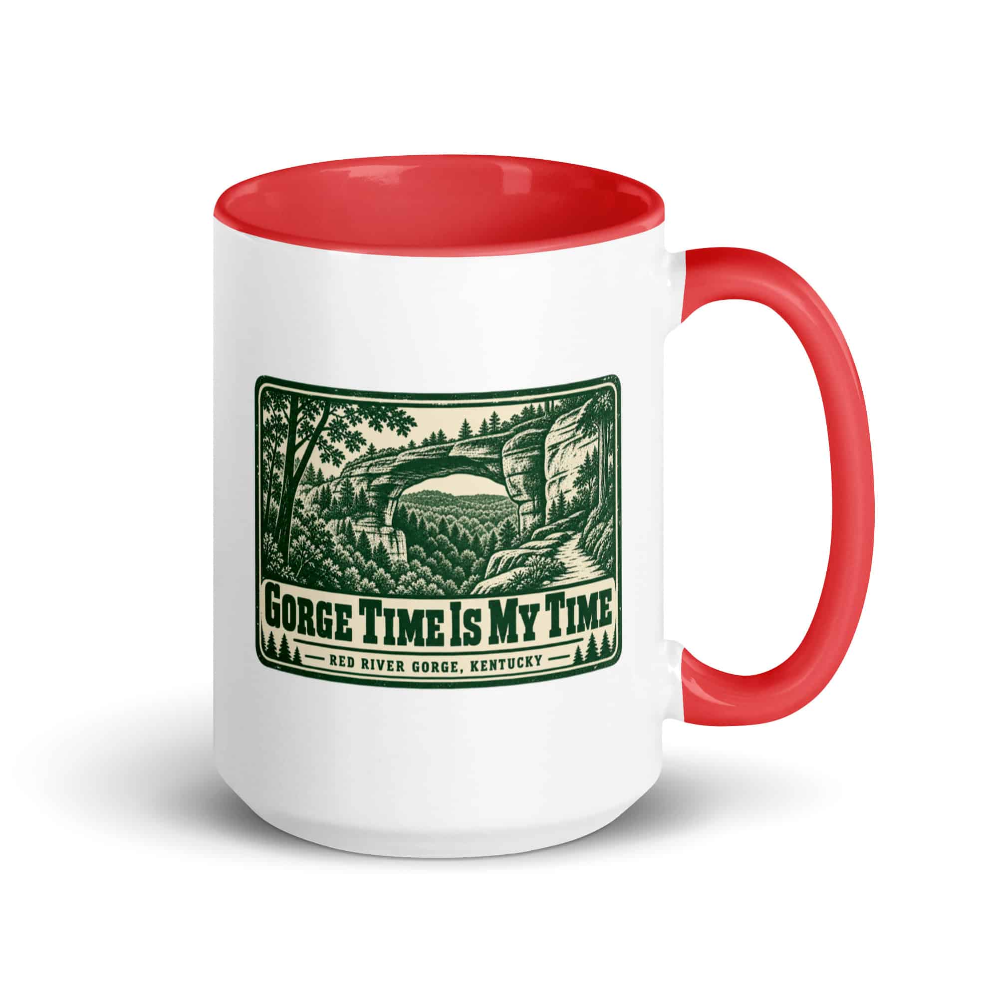 Red River Gorge Color Inside Coffee Mug: Gorge Time Is My Time, Forest Ink Stamp