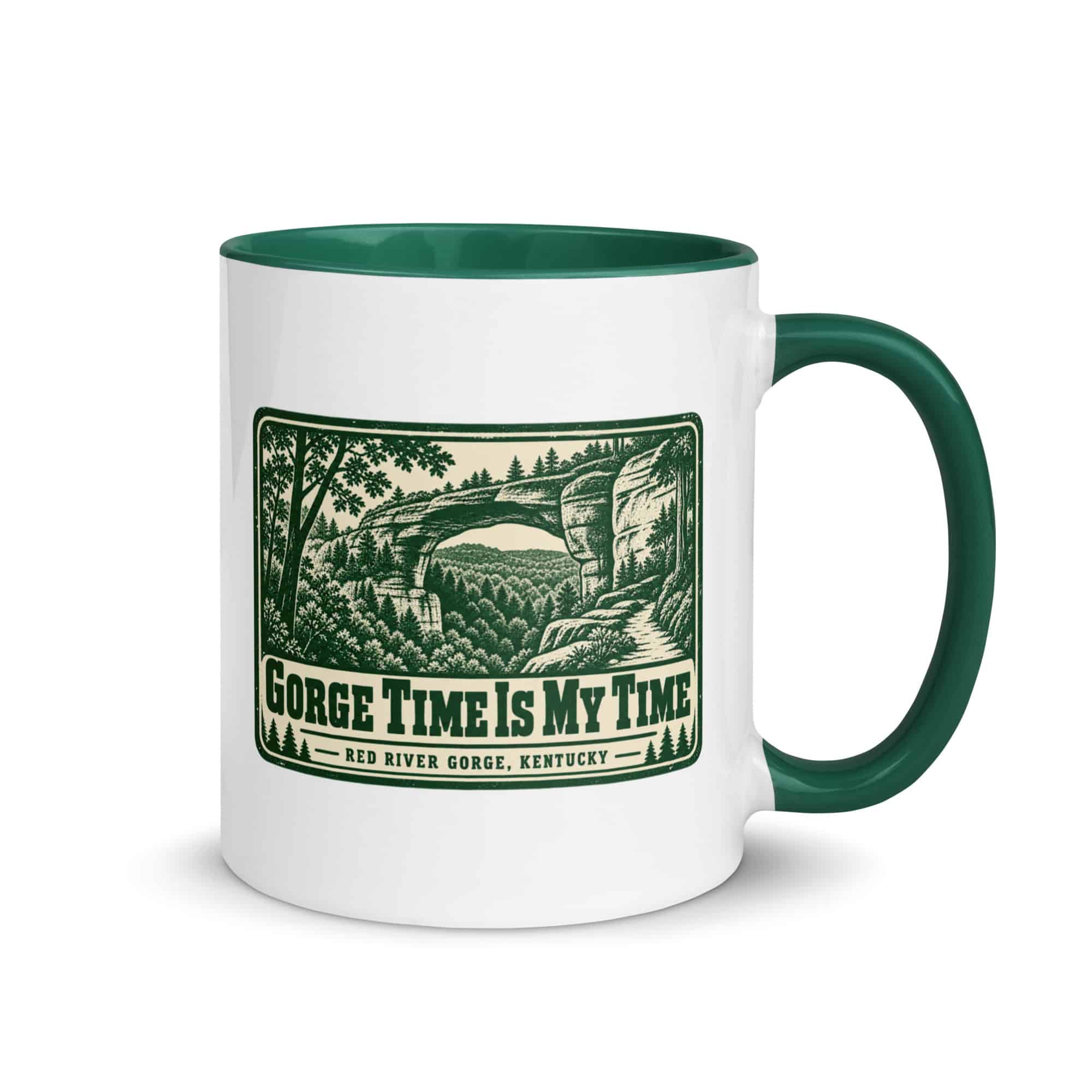 Red River Gorge Color Inside Coffee Mug: Gorge Time Is My Time, Forest Ink Stamp