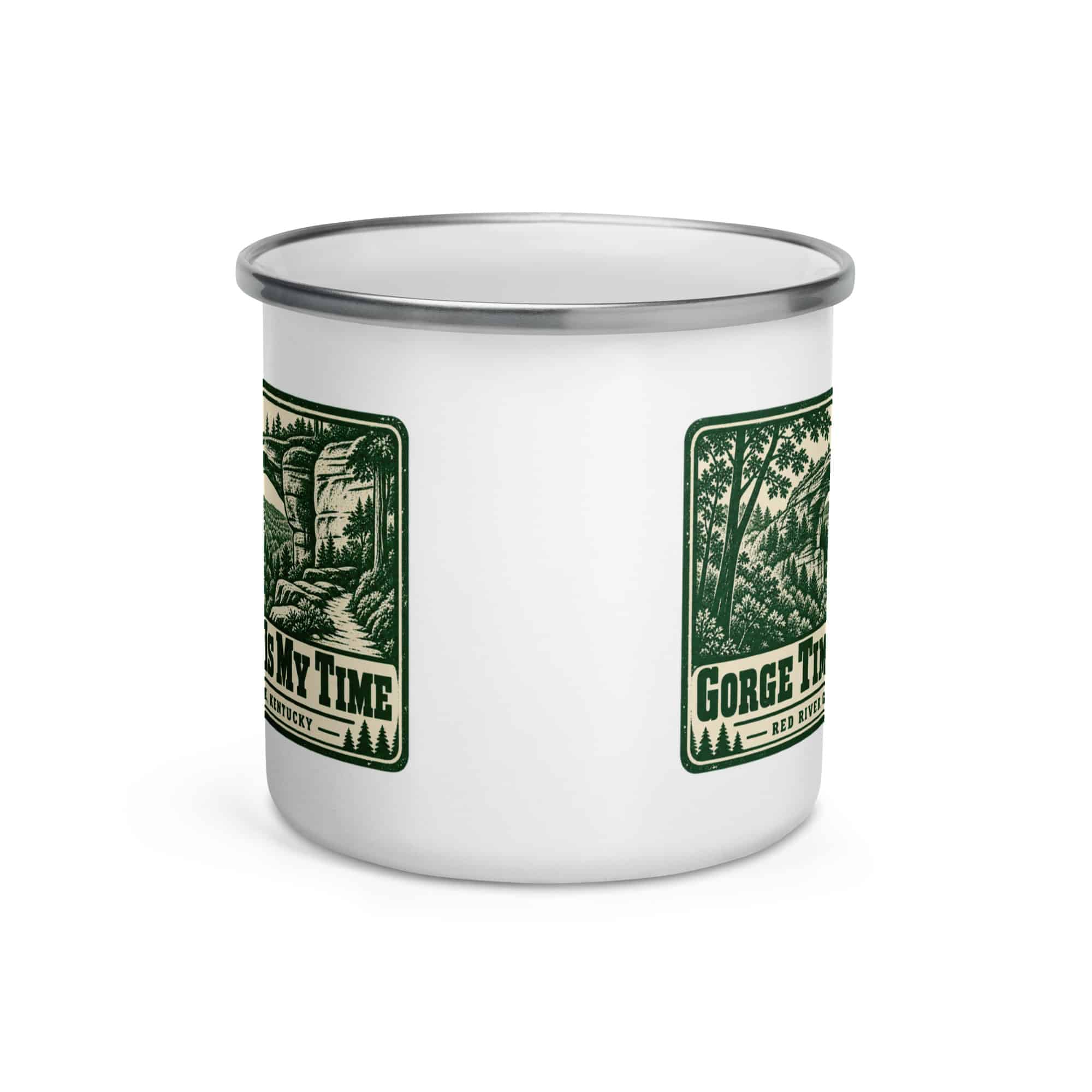 Red River Gorge Enamel Camp Mug: Gorge Time Is My Time, Forest Ink Stamp