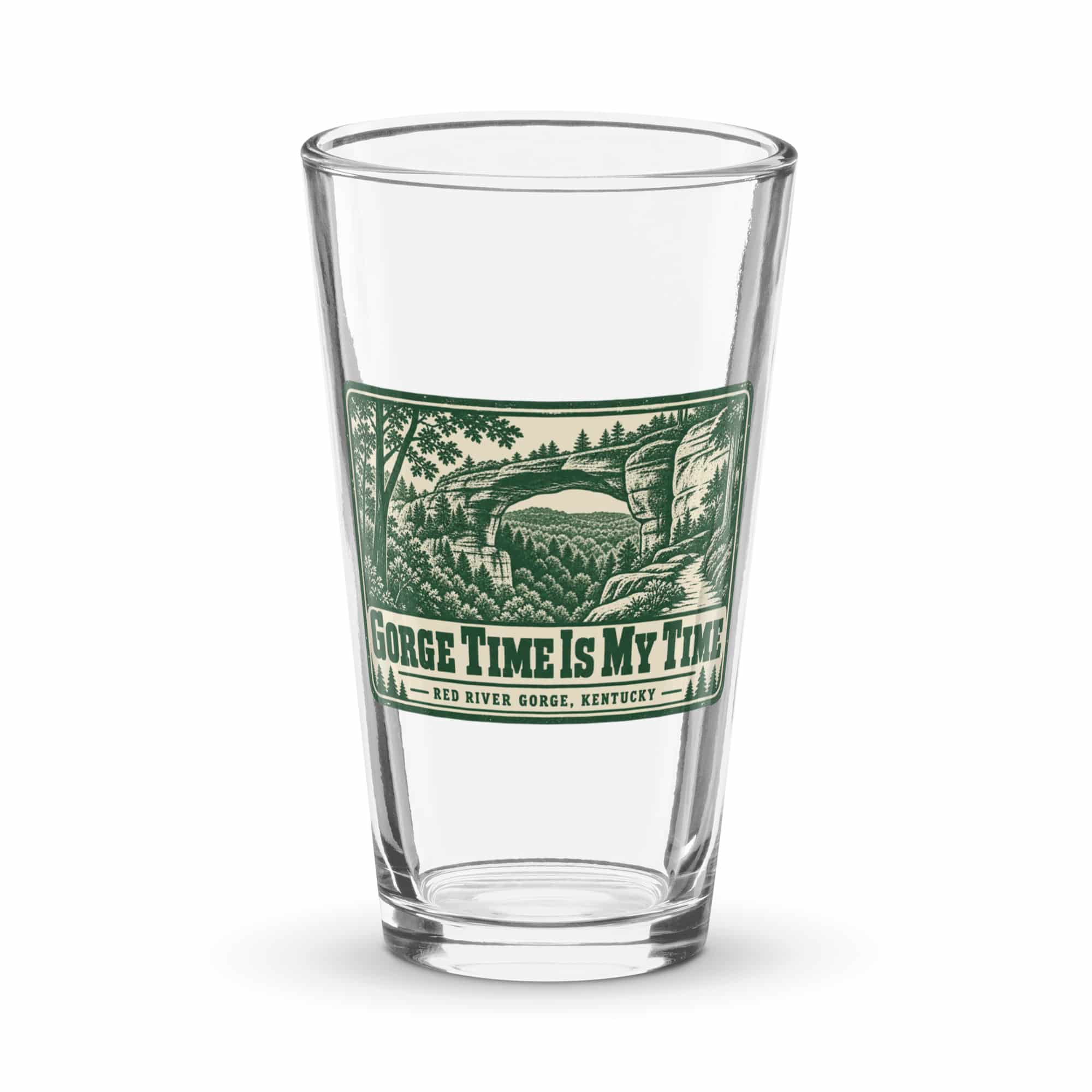 Red River Gorge Pint Glass: Gorge Time Is My Time, Forest Ink Stamp