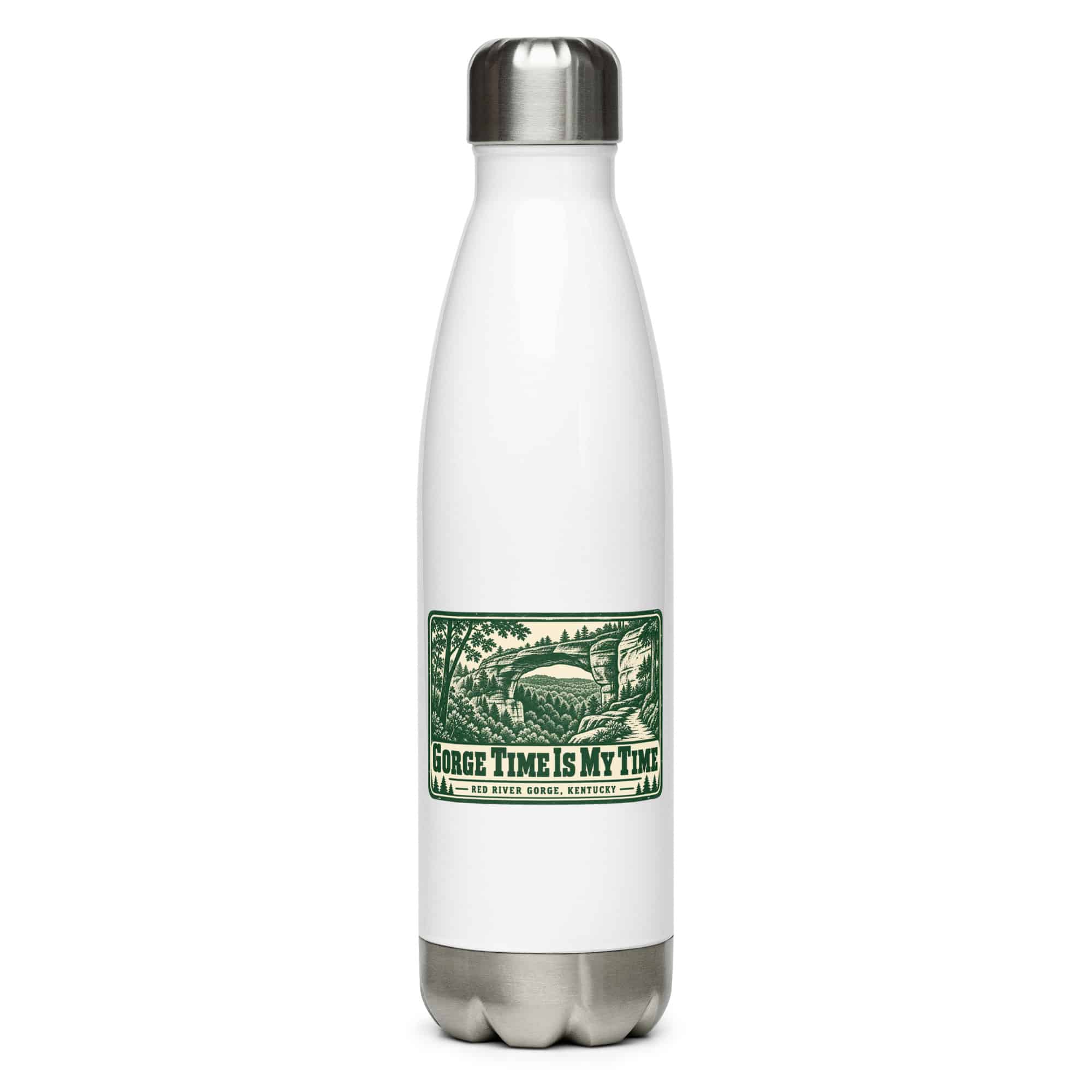 Red River Gorge Stainless Steel Water Bottle: Gorge Time Is My Time, Forest Ink Stamp