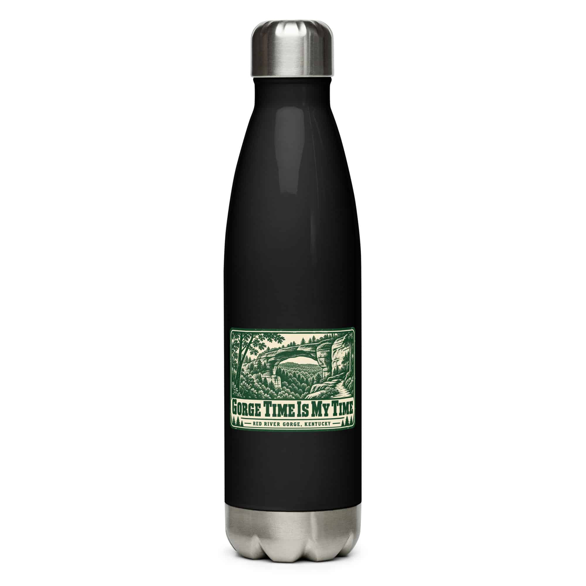 Red River Gorge Stainless Steel Water Bottle: Gorge Time Is My Time, Forest Ink Stamp