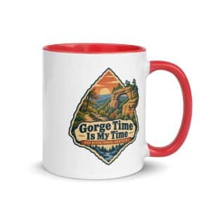 Red River Gorge Color Inside Coffee Mug: Gorge Time Is My Time, Scenic Shield Badge - 11 oz - Main