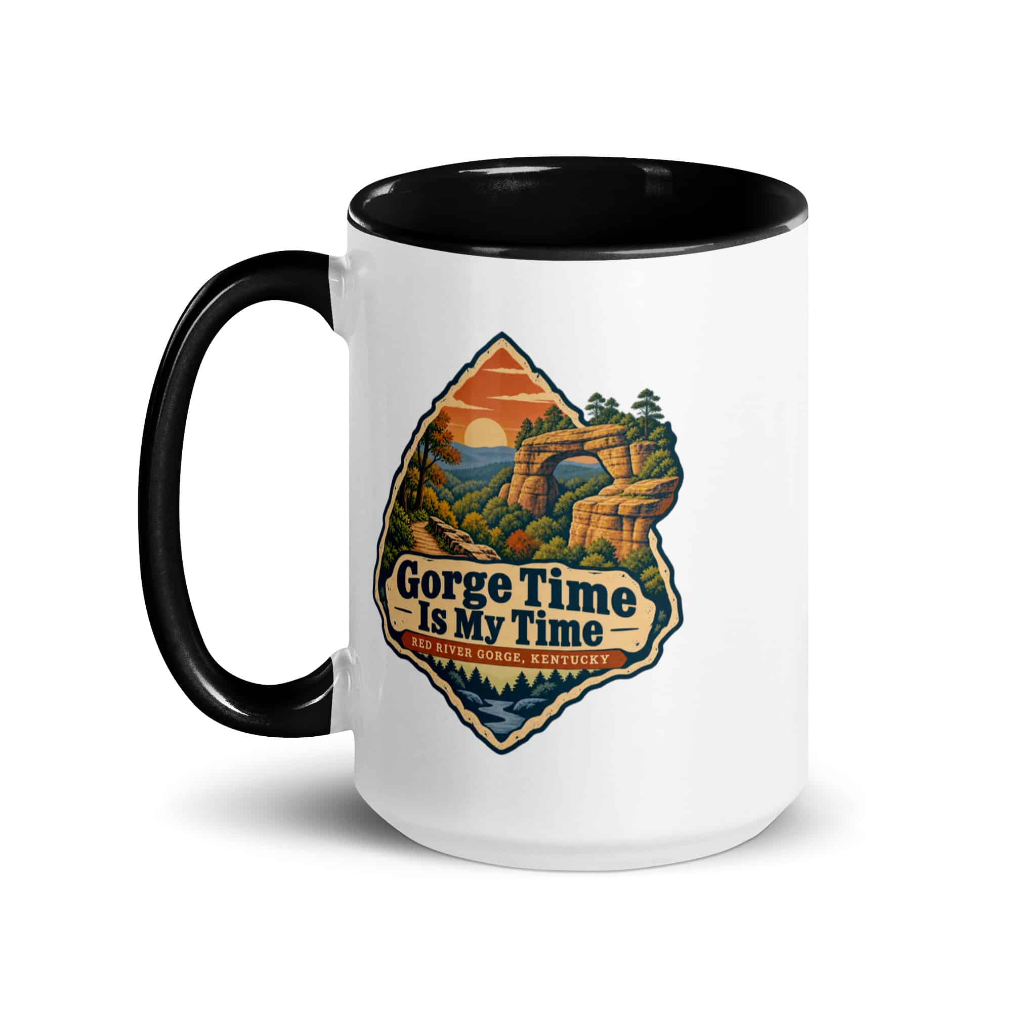 Red River Gorge Color Inside Coffee Mug: Gorge Time Is My Time, Scenic Shield Badge