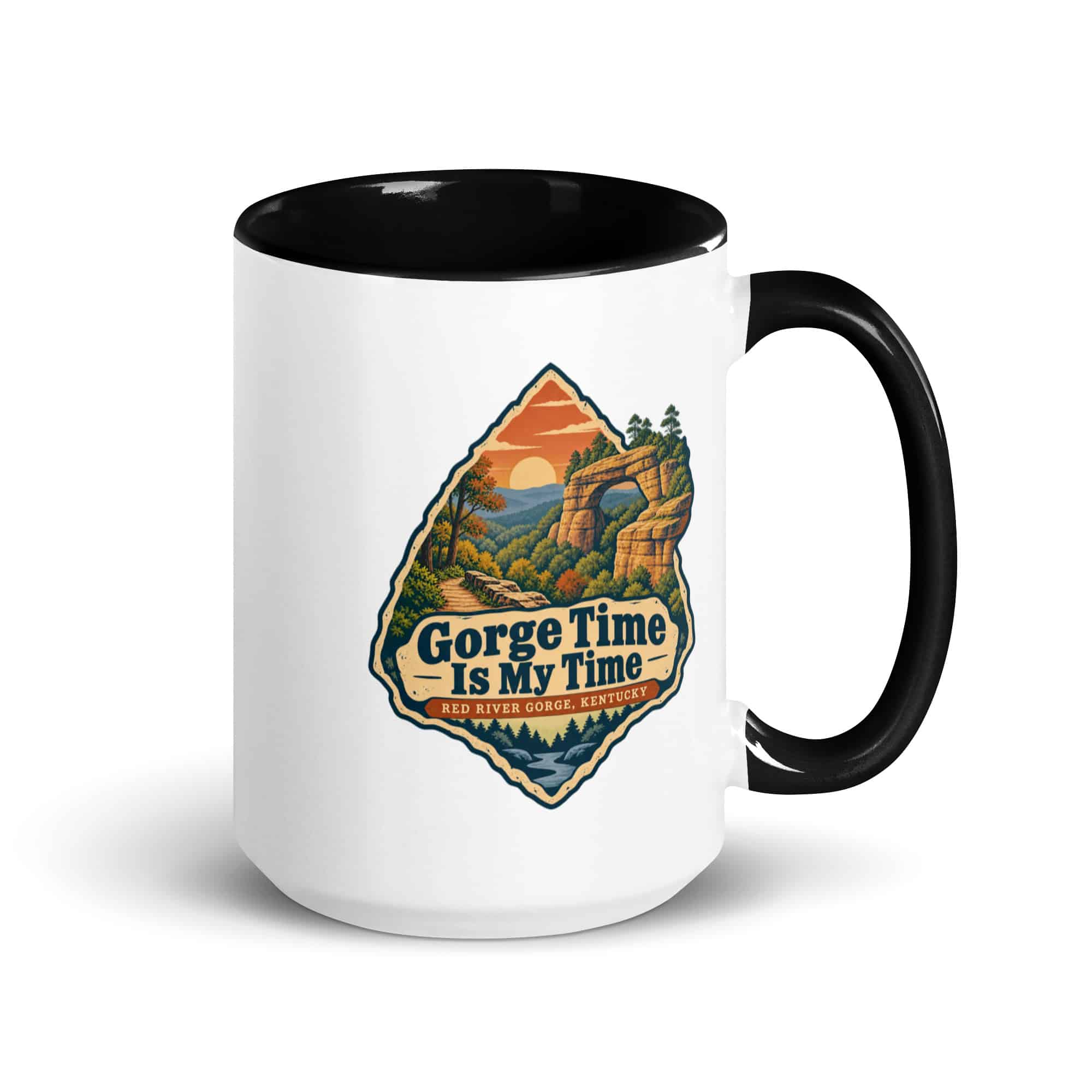 Red River Gorge Color Inside Coffee Mug: Gorge Time Is My Time, Scenic Shield Badge