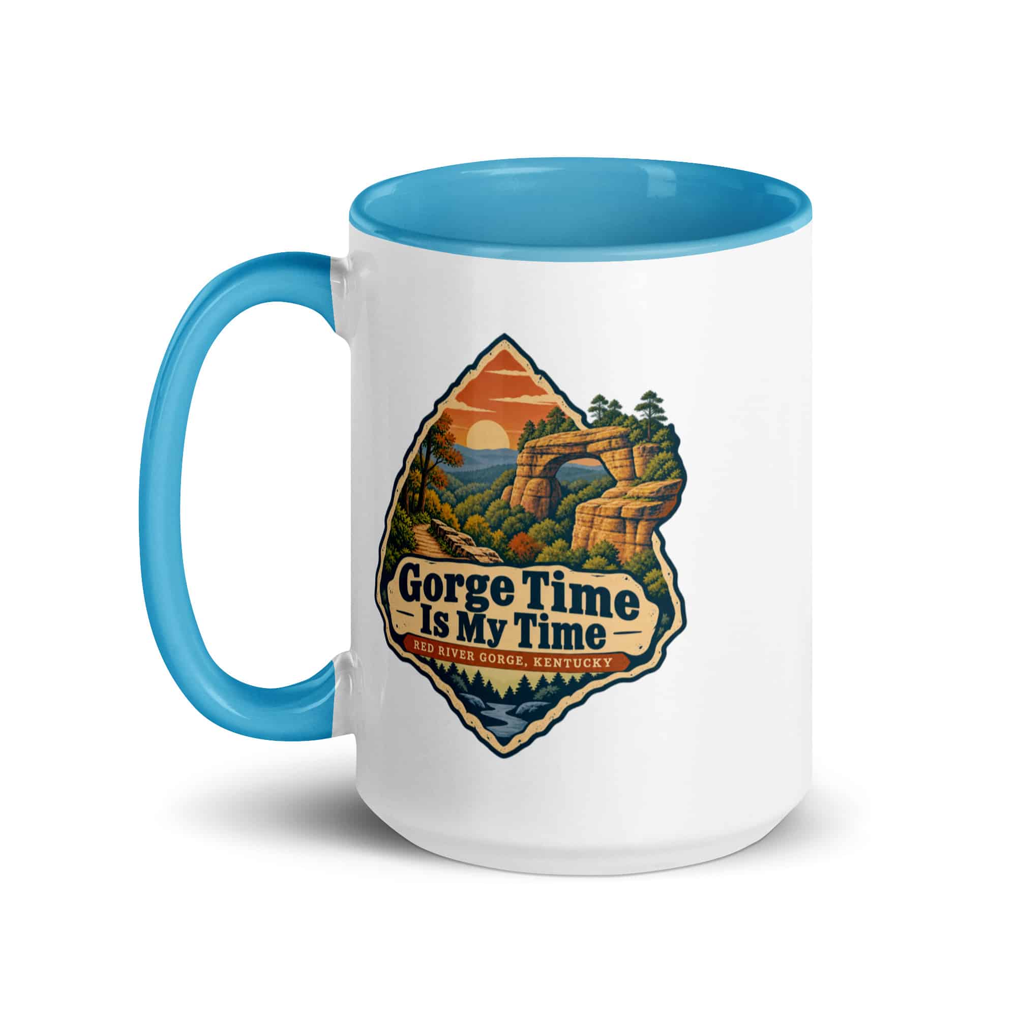 Red River Gorge Color Inside Coffee Mug: Gorge Time Is My Time, Scenic Shield Badge