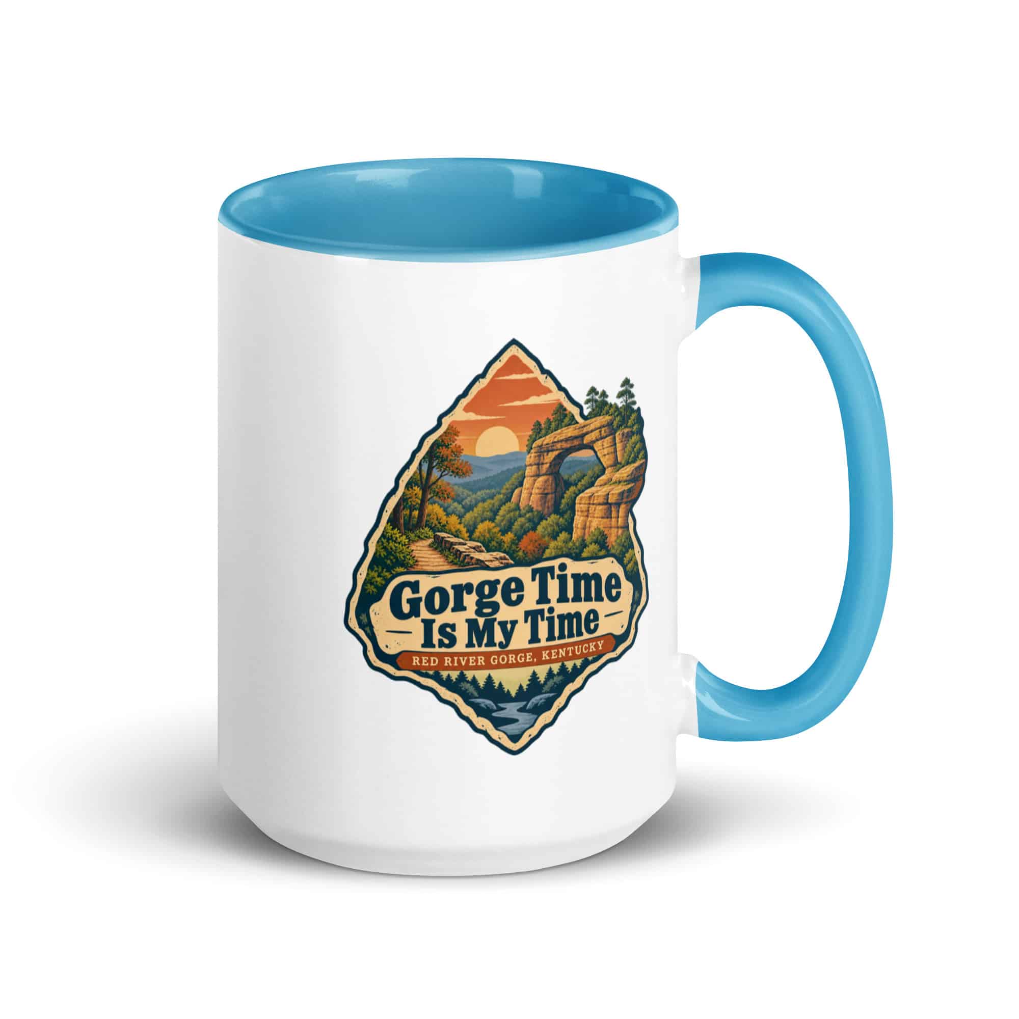 Red River Gorge Color Inside Coffee Mug: Gorge Time Is My Time, Scenic Shield Badge