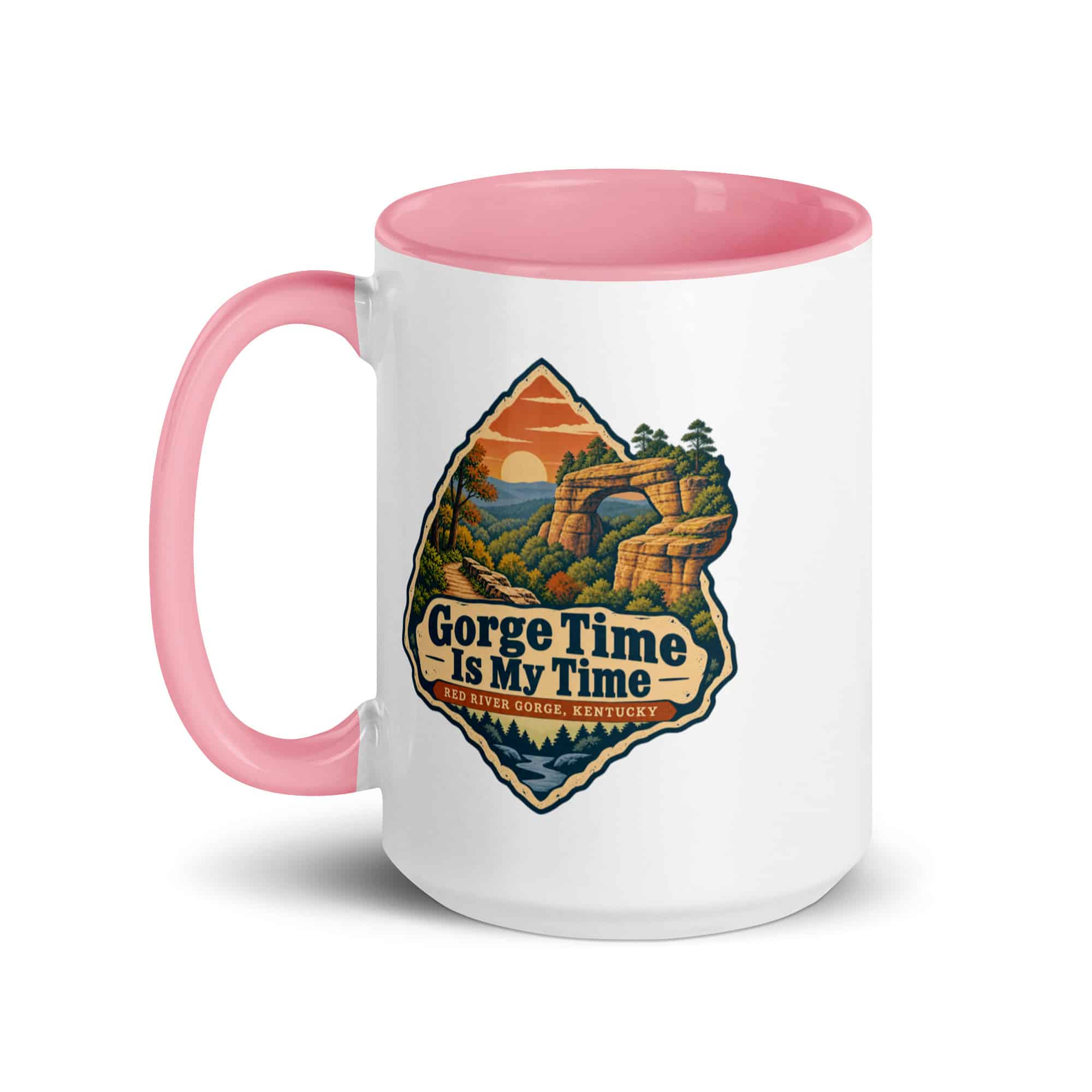 Red River Gorge Color Inside Coffee Mug: Gorge Time Is My Time, Scenic Shield Badge