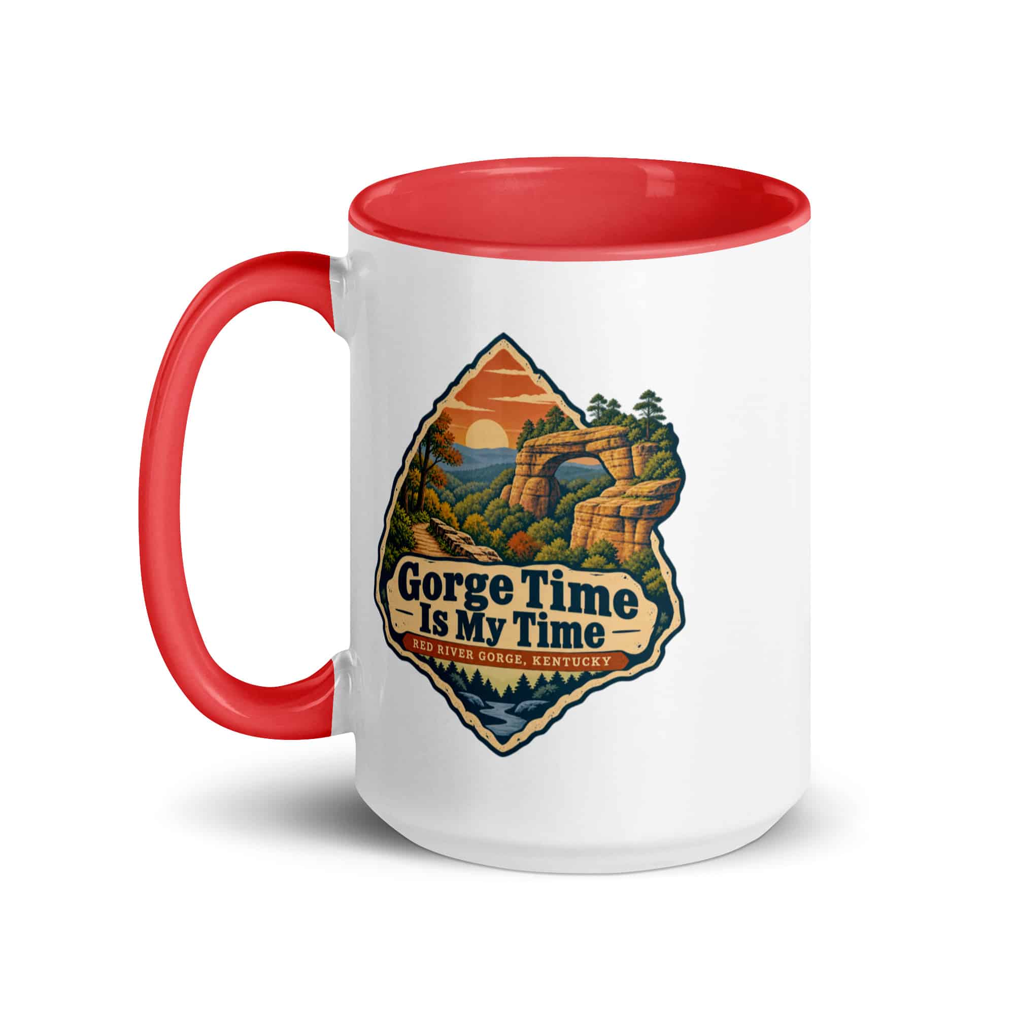 Red River Gorge Color Inside Coffee Mug: Gorge Time Is My Time, Scenic Shield Badge
