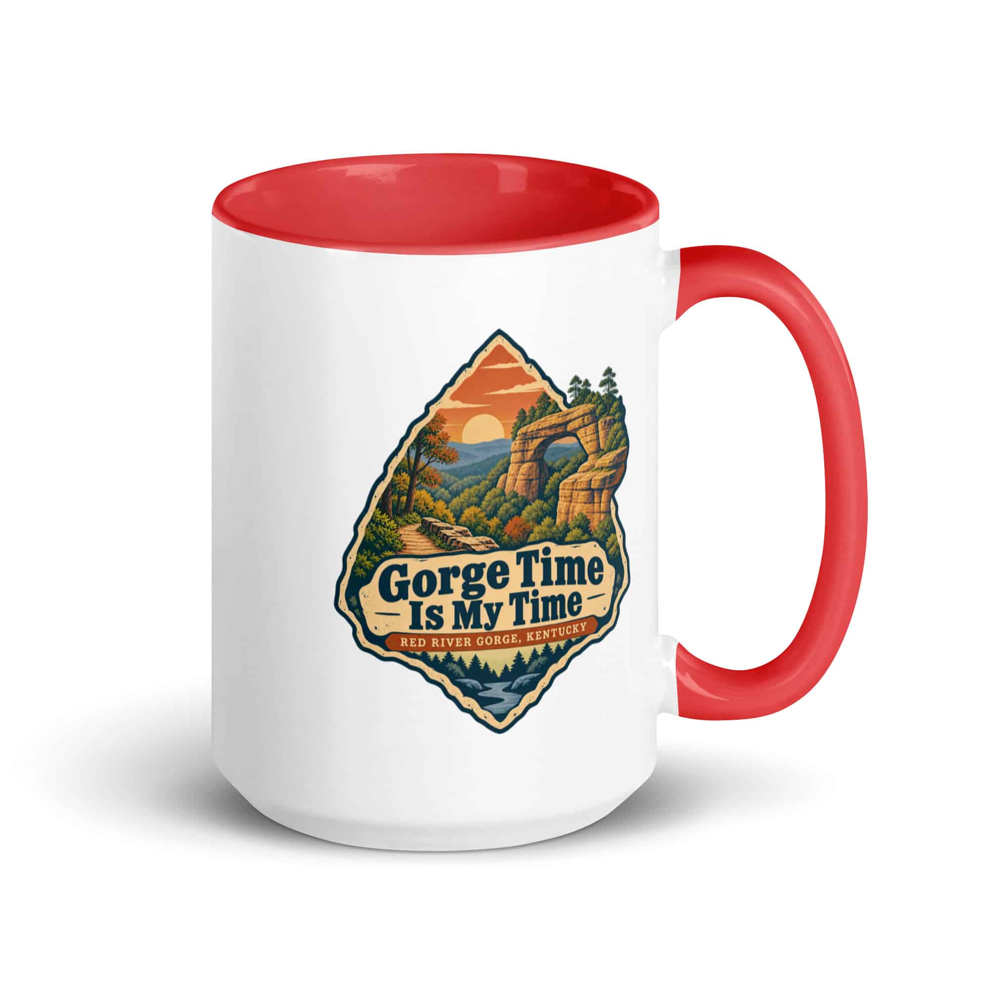 Red River Gorge Color Inside Coffee Mug: Gorge Time Is My Time, Scenic Shield Badge