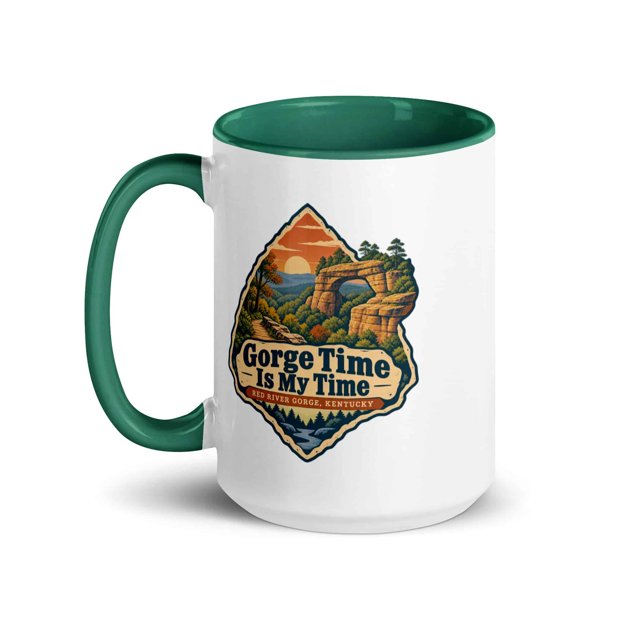 Red River Gorge Color Inside Coffee Mug: Gorge Time Is My Time, Scenic Shield Badge