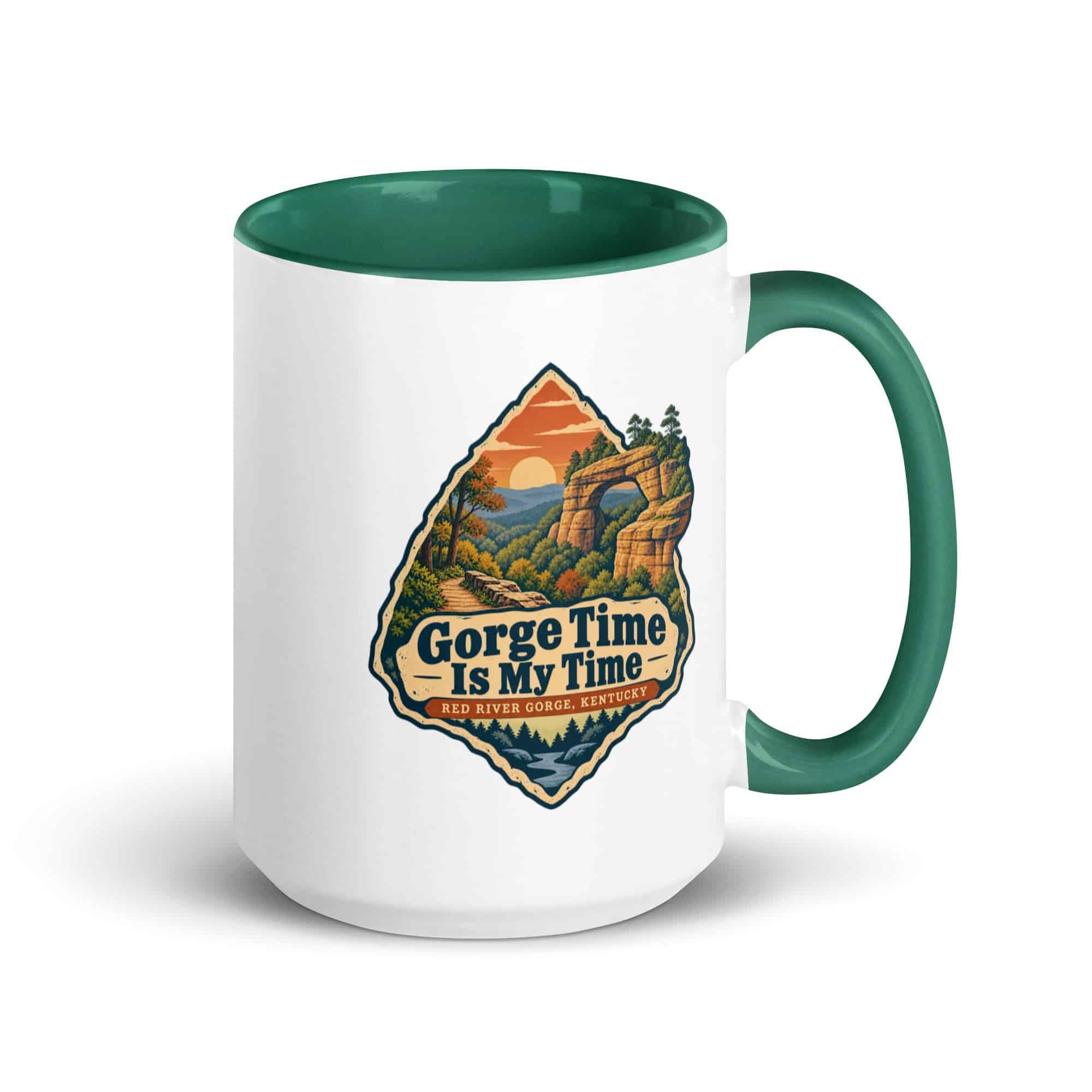 Red River Gorge Color Inside Coffee Mug: Gorge Time Is My Time, Scenic Shield Badge