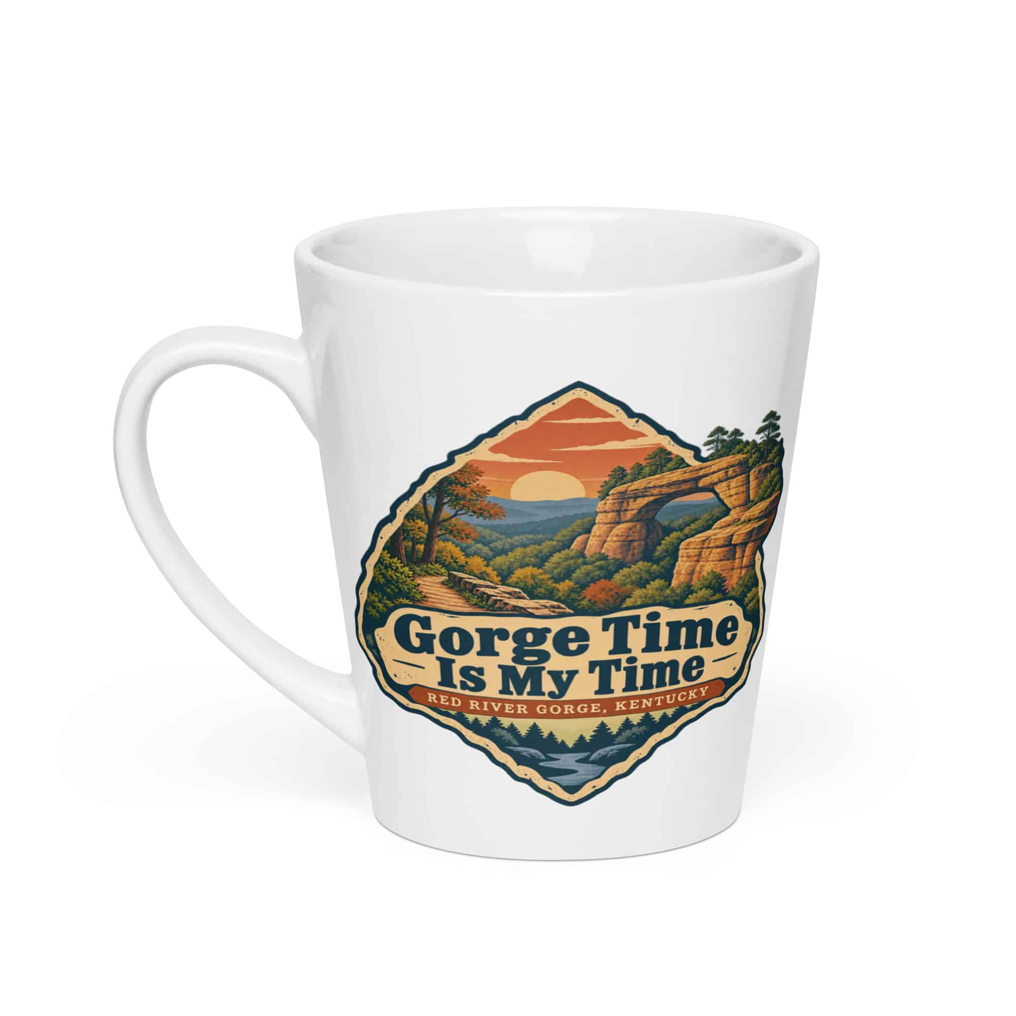 Red River Gorge Latte Mug: Gorge Time Is My Time, Scenic Shield Badge