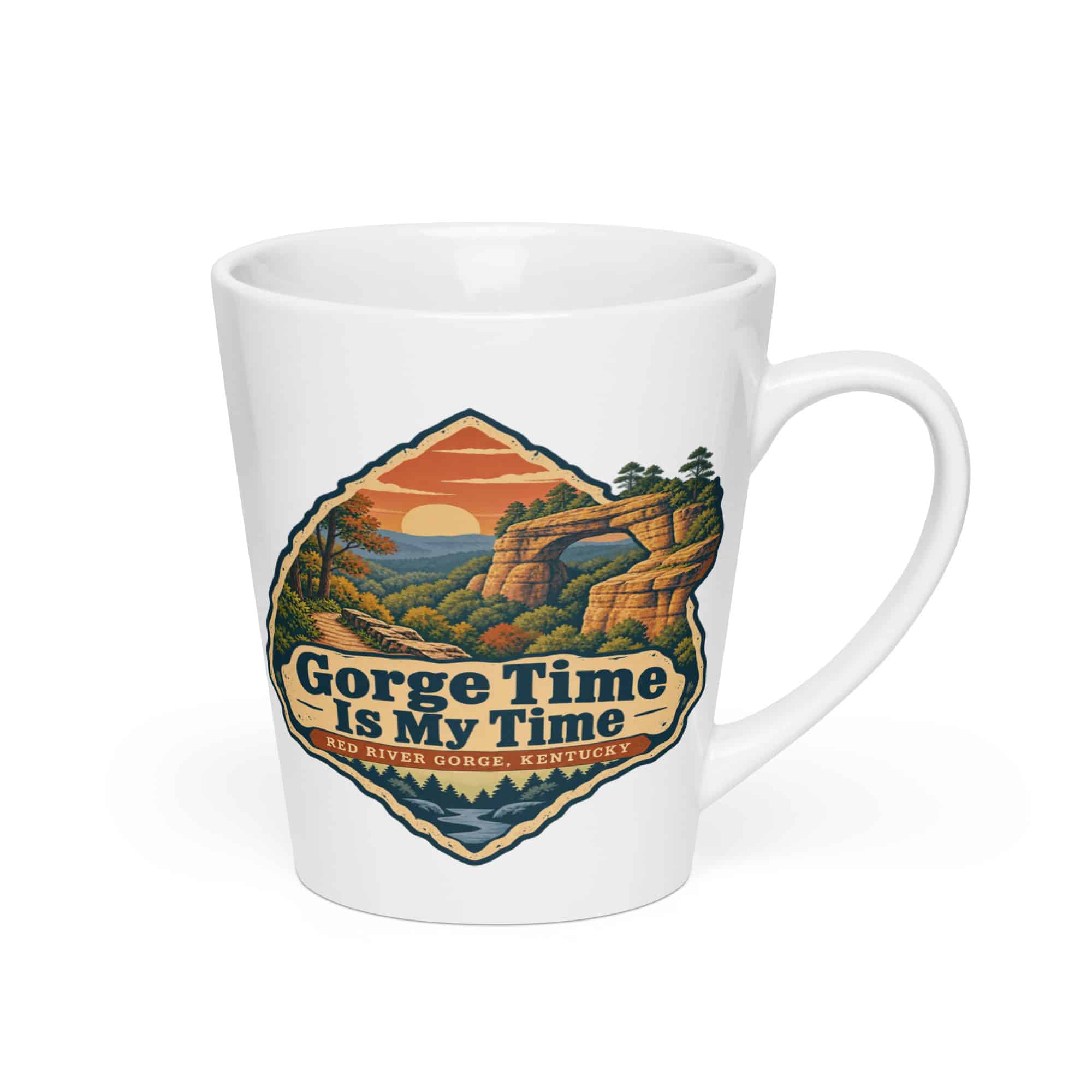 Red River Gorge Latte Mug: Gorge Time Is My Time, Scenic Shield Badge