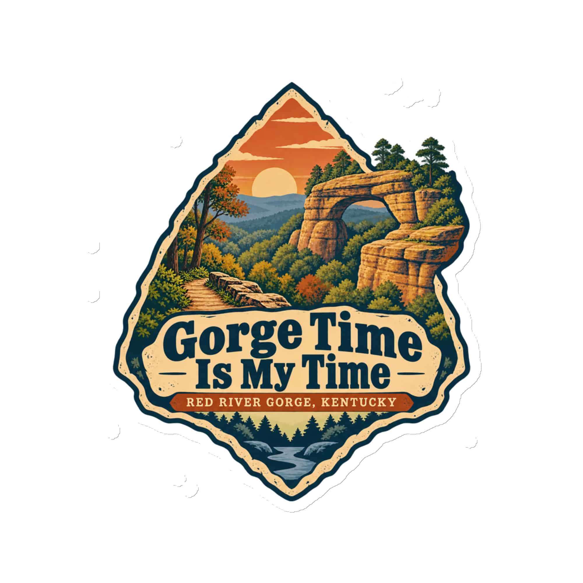 Red River Gorge Die-Cut Magnet: Gorge Time Is My Time, Scenic Shield Badge