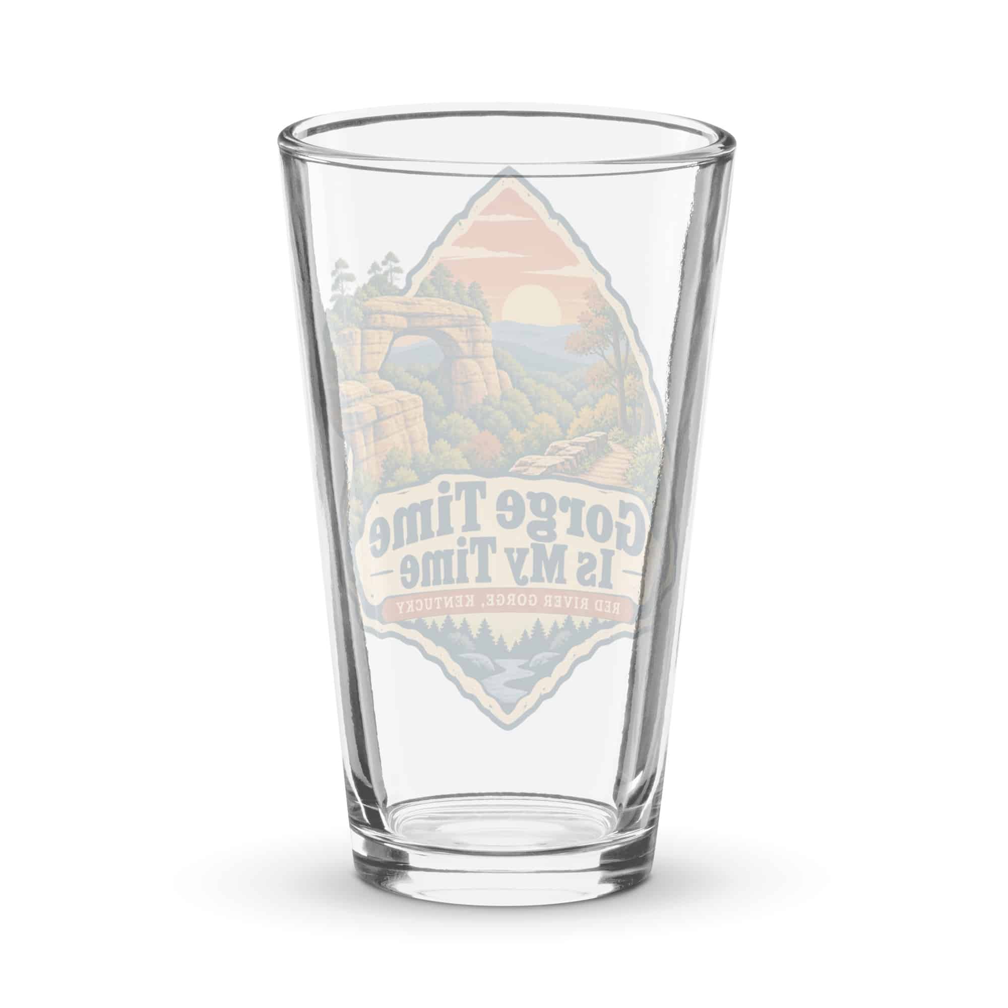 Red River Gorge Pint Glass: Gorge Time Is My Time, Scenic Shield Badge