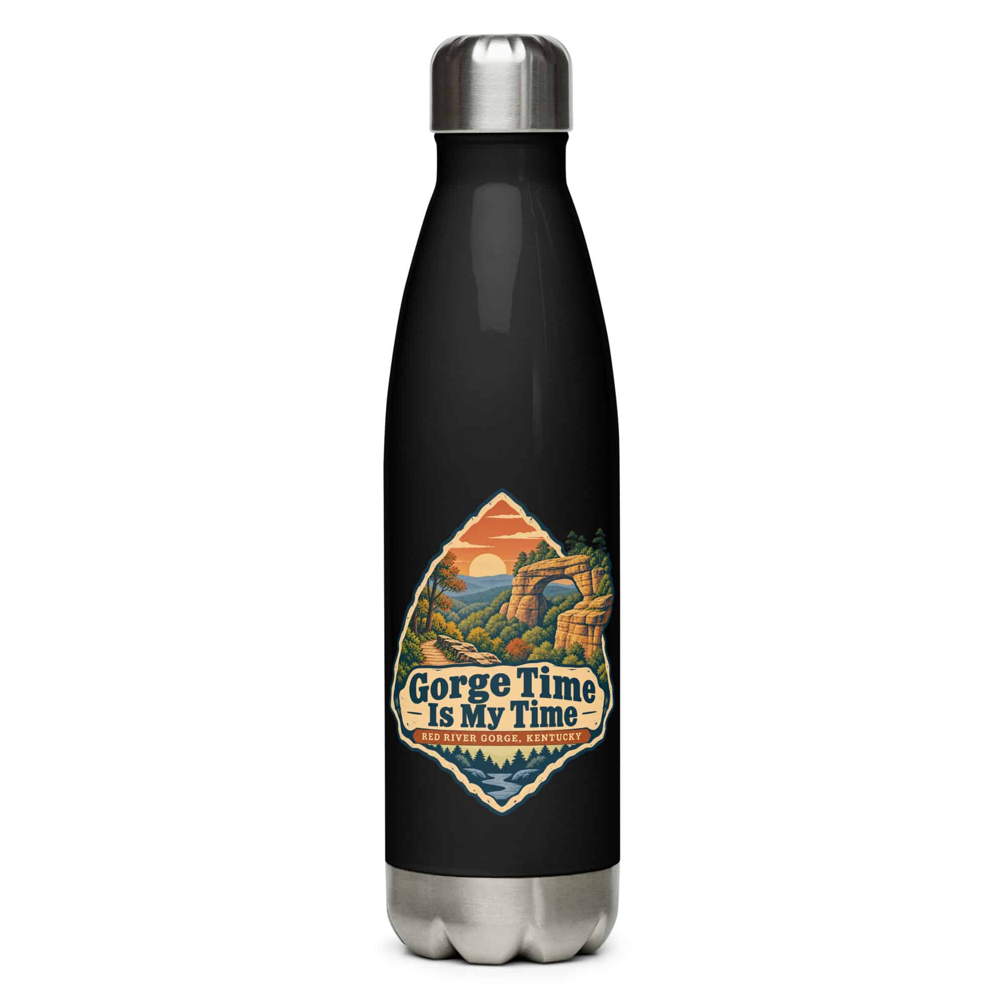 Red River Gorge Stainless Steel Water Bottle: Gorge Time Is My Time, Scenic Shield Badge