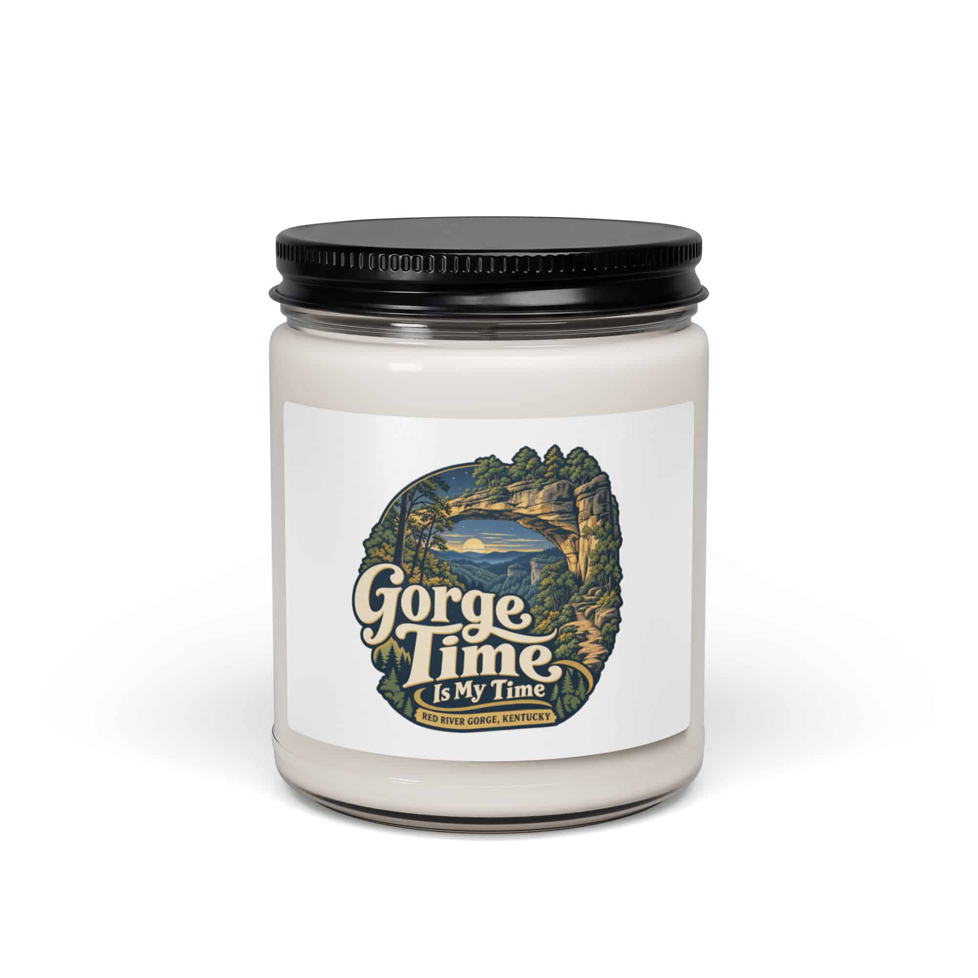 Red River Gorge Soy Wax Candle: Gorge Time Is My Time, Woodland Scenic Lettering