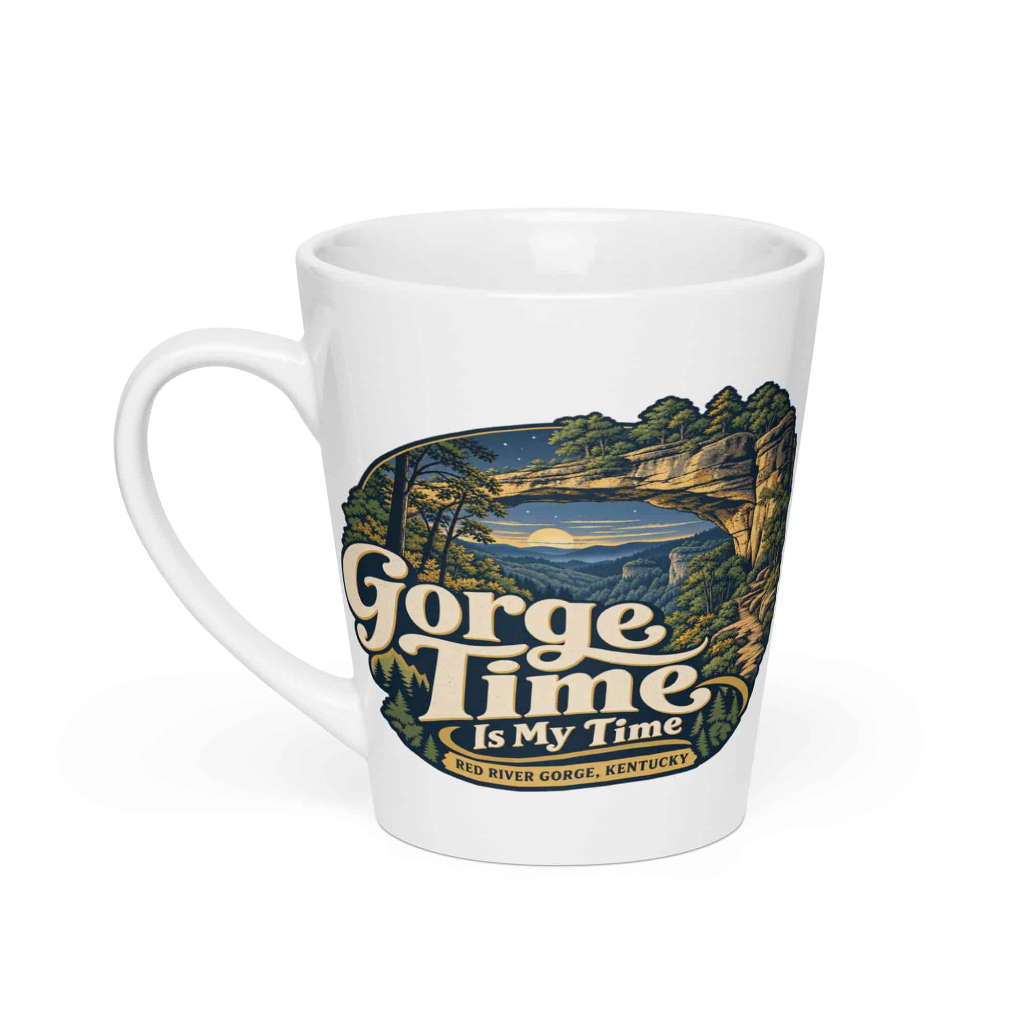Red River Gorge Latte Mug: Gorge Time Is My Time, Woodland Scenic Lettering