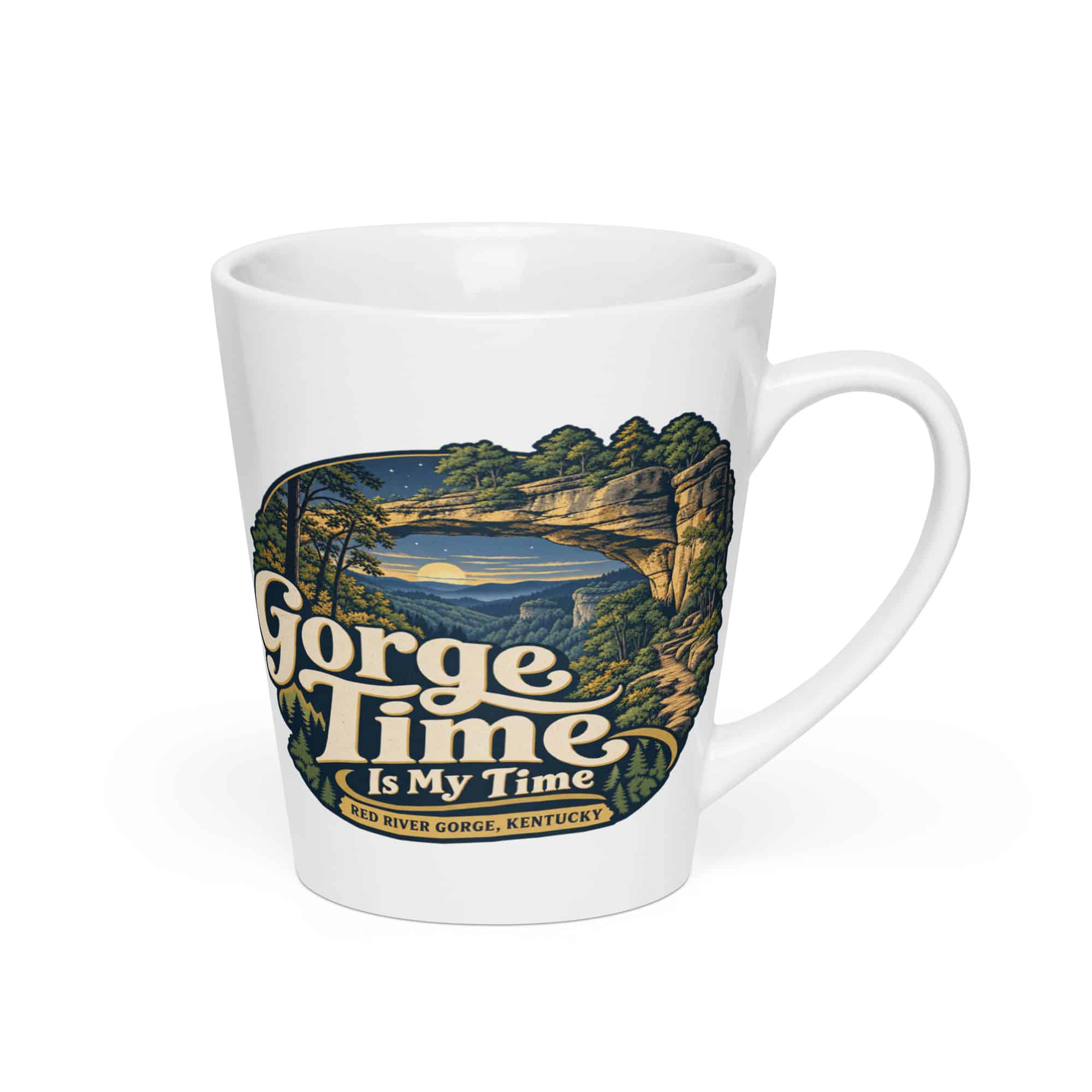 Red River Gorge Latte Mug: Gorge Time Is My Time, Woodland Scenic Lettering