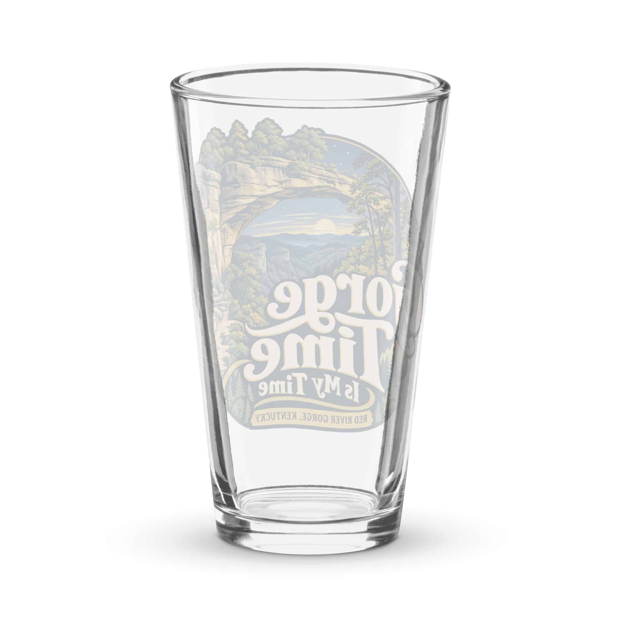 Red River Gorge Pint Glass: Gorge Time Is My Time, Woodland Scenic Lettering