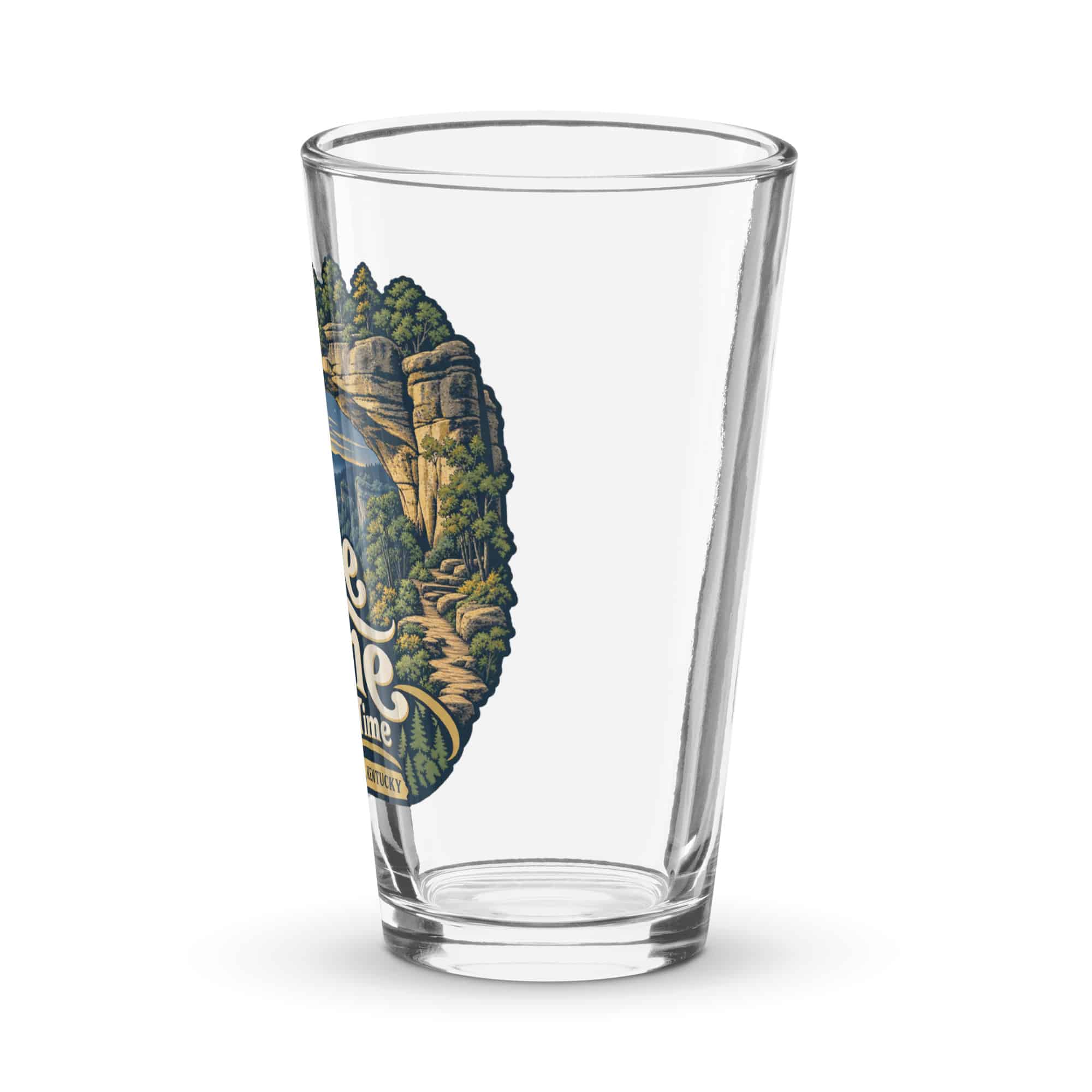Red River Gorge Pint Glass: Gorge Time Is My Time, Woodland Scenic Lettering