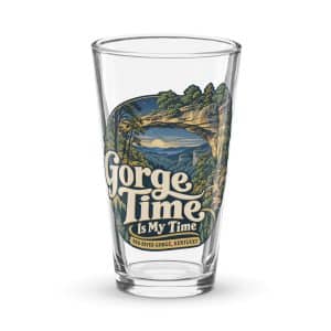 Red River Gorge Pint Glass: Gorge Time Is My Time, Woodland Scenic Lettering - 16 oz - Main